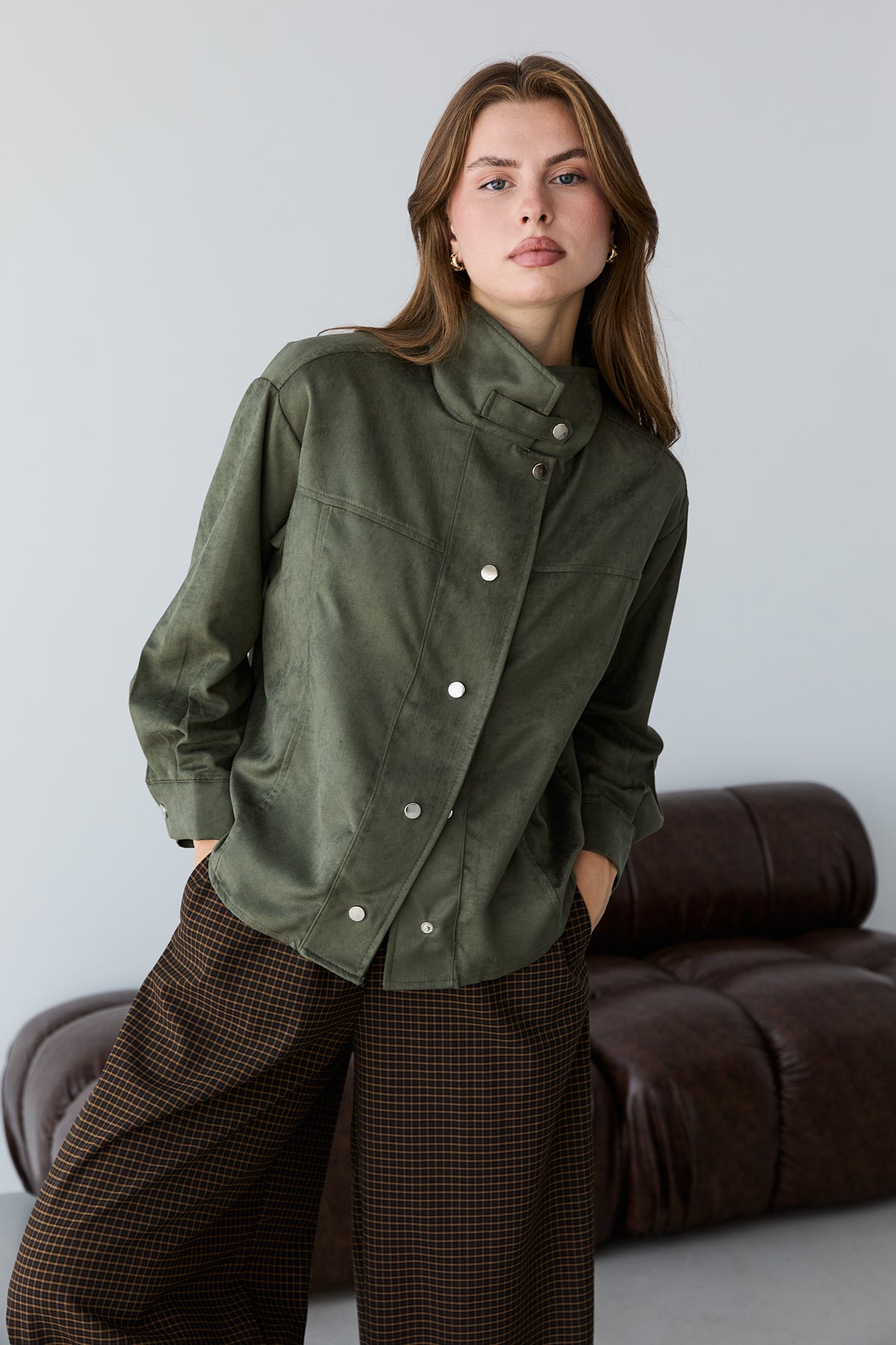 High Neck Press Stud Longline Oversized Jacket