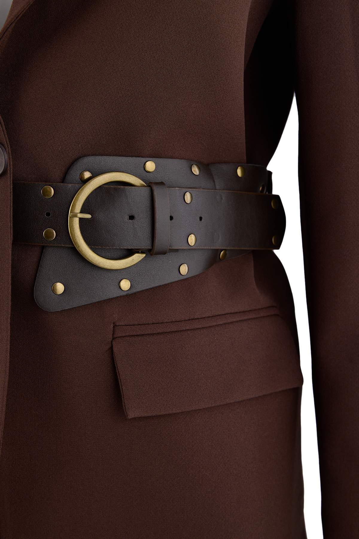 Belted Fitted Long Sleeve Blazer Jacket