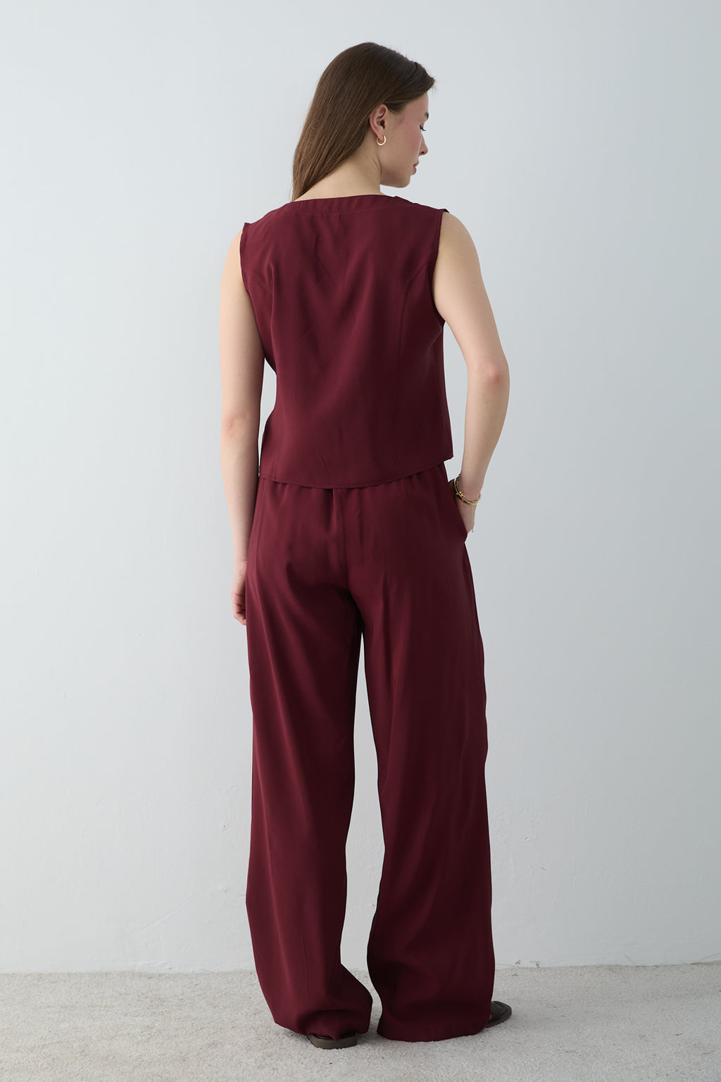 2-Piece Sleeveless Blouse and Wide Leg Trousers Co-ord