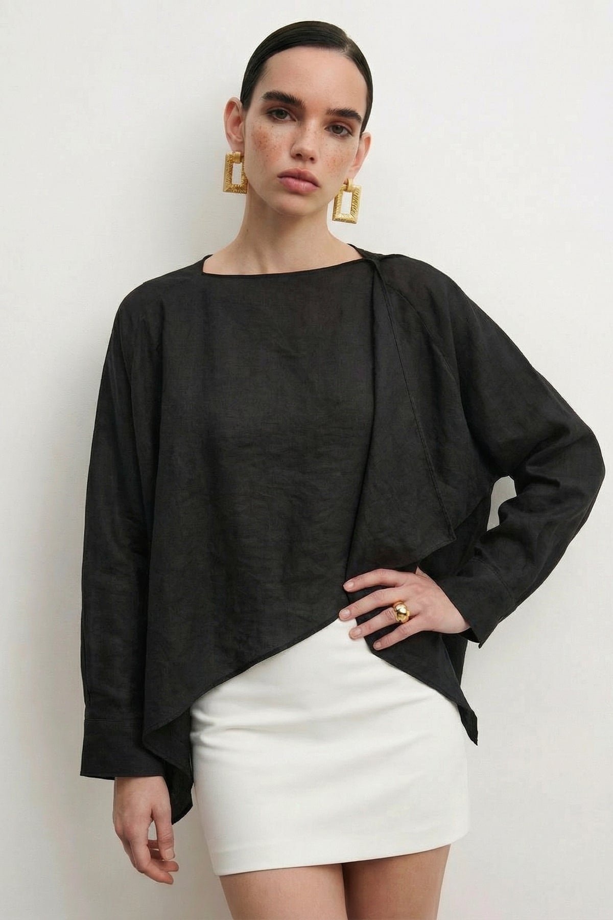 Oversized Batwing Sleeve Bicycle Neck Blouse