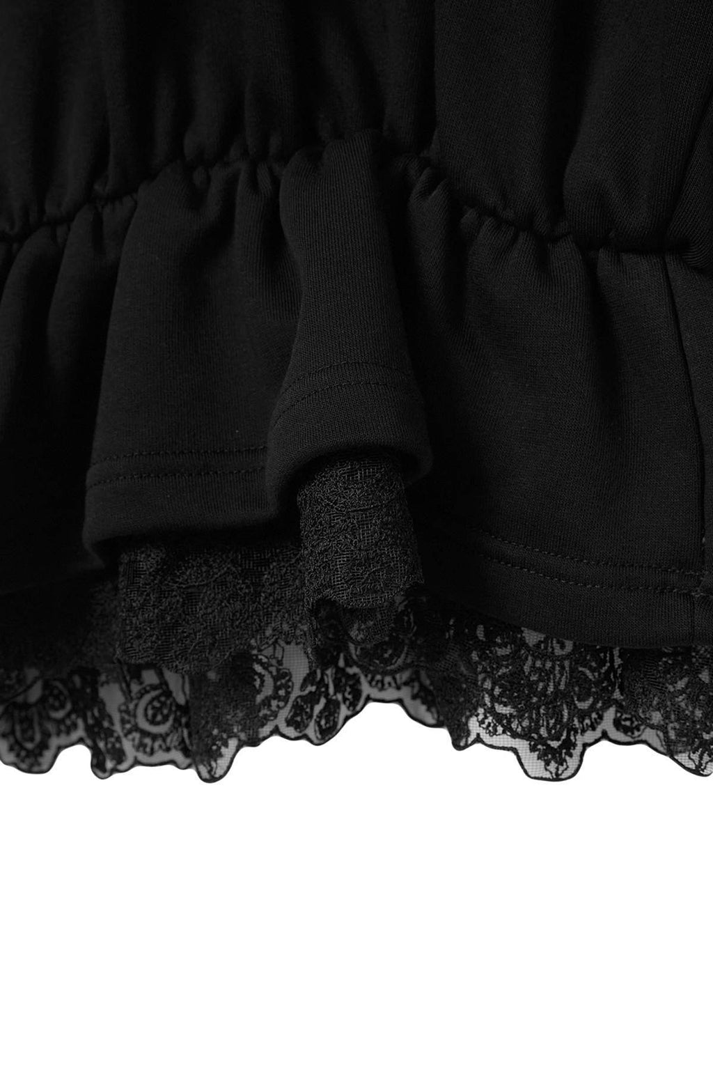 Peplum Lace Detail Hooded Long Sleeve Knit Sweatshirt