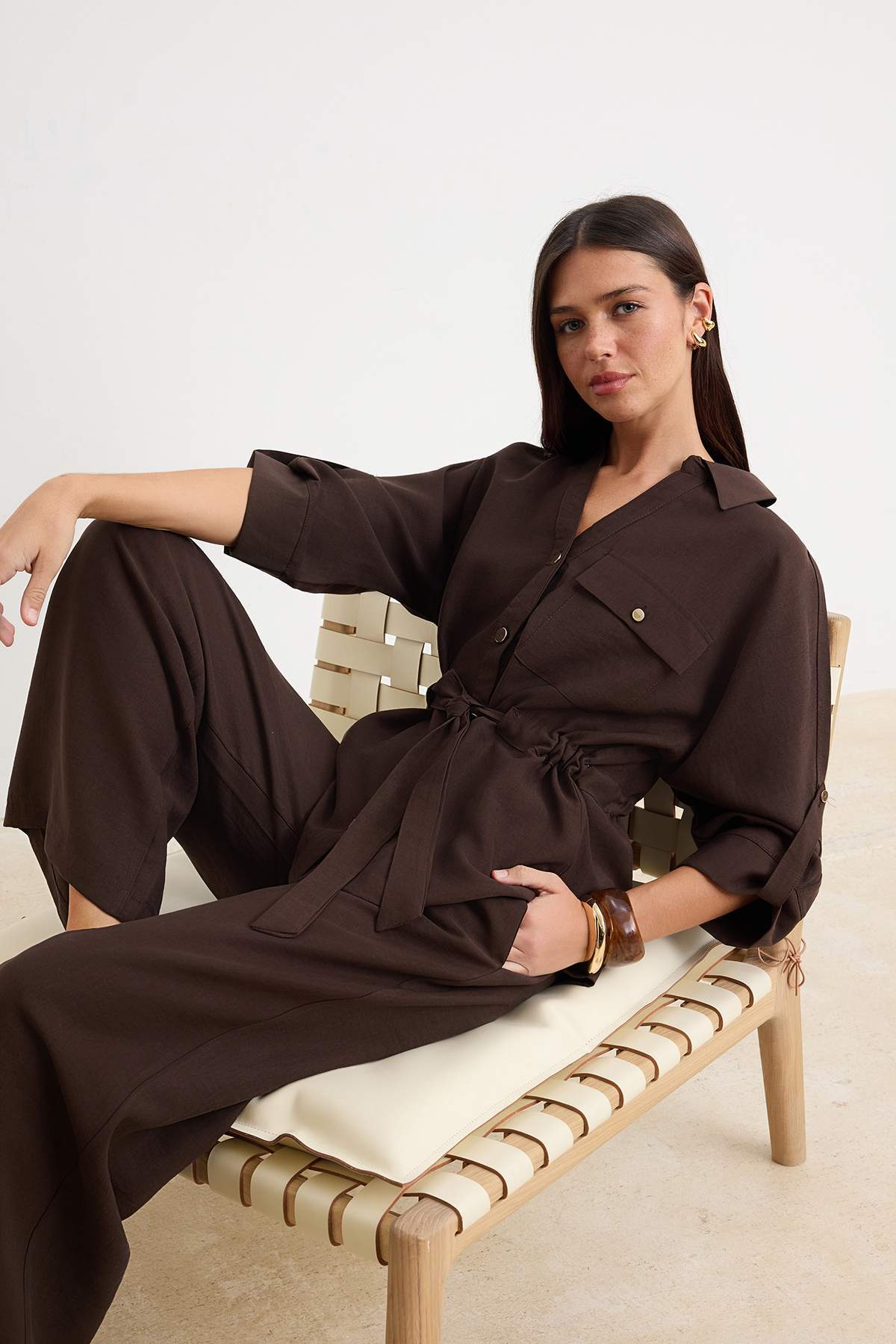 2-Piece Long Sleeve Shirt and Wide Leg Trouser Co-ord