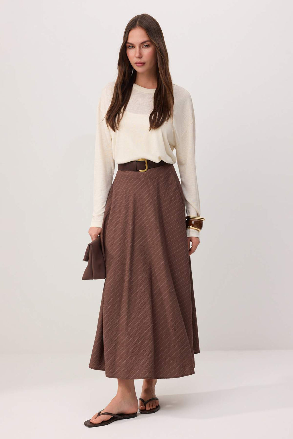 High Waist A-Line Maxi Skirt