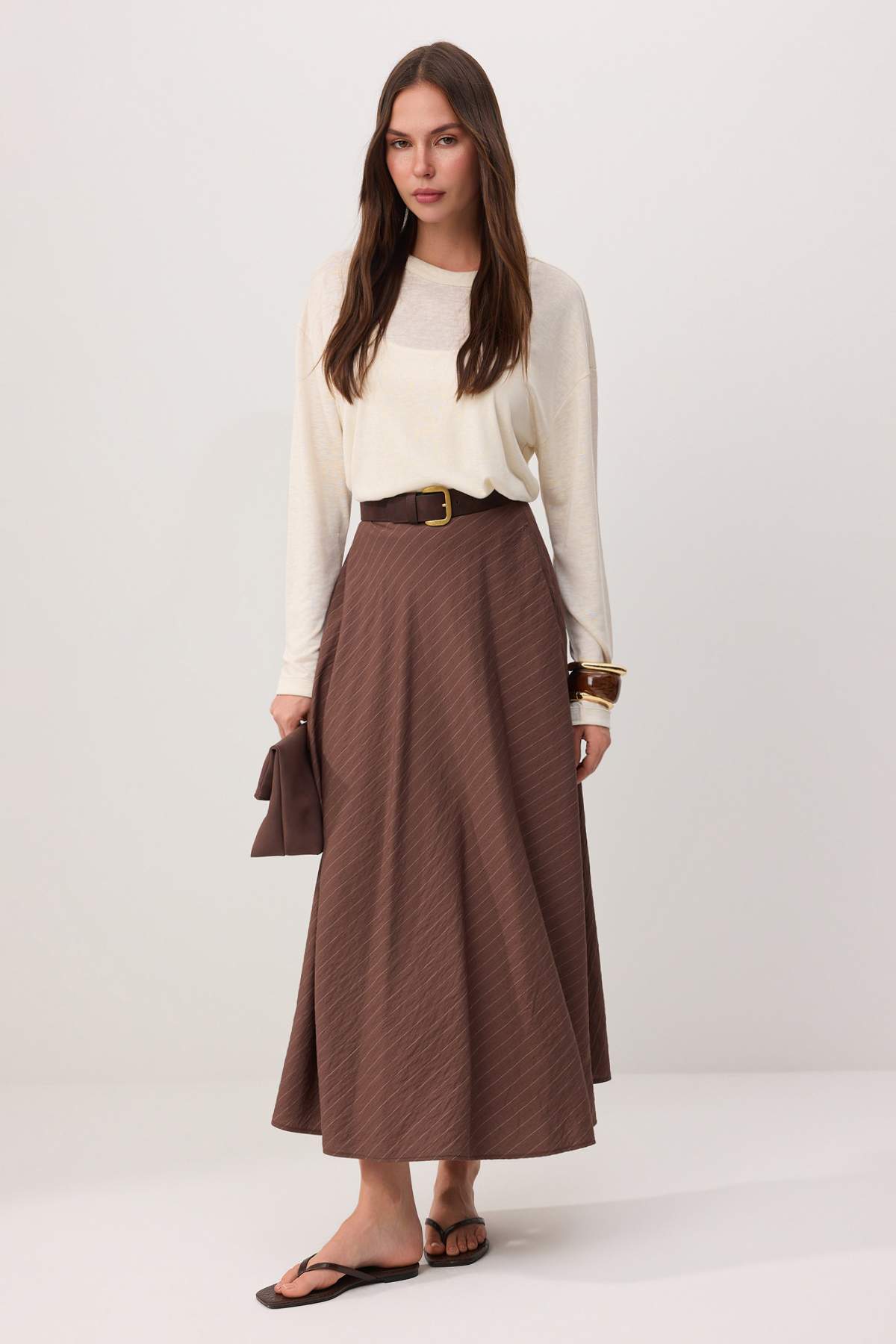 High Waist A-Line Maxi Skirt