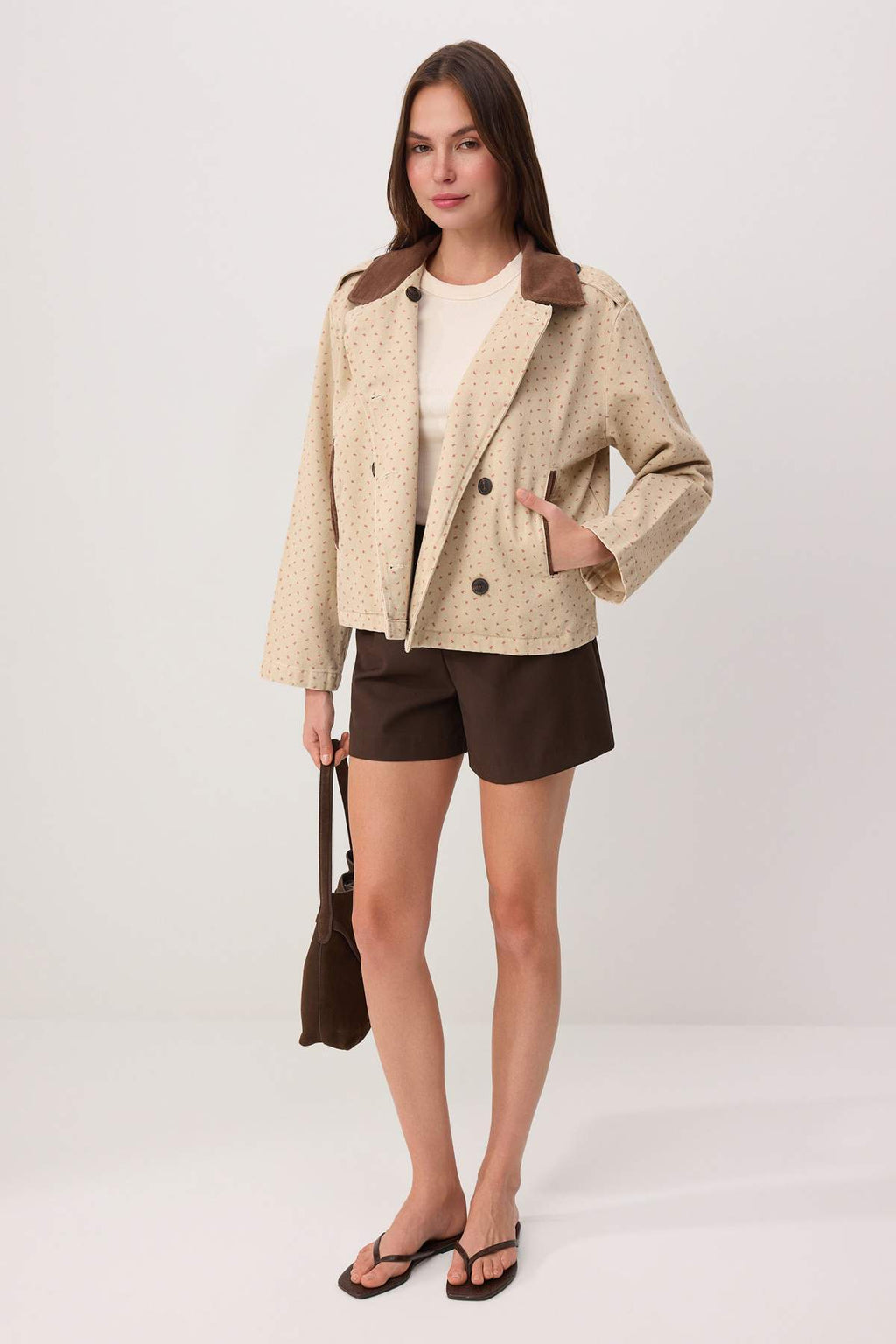 Collar Detail Denim Trench Coat Jacket