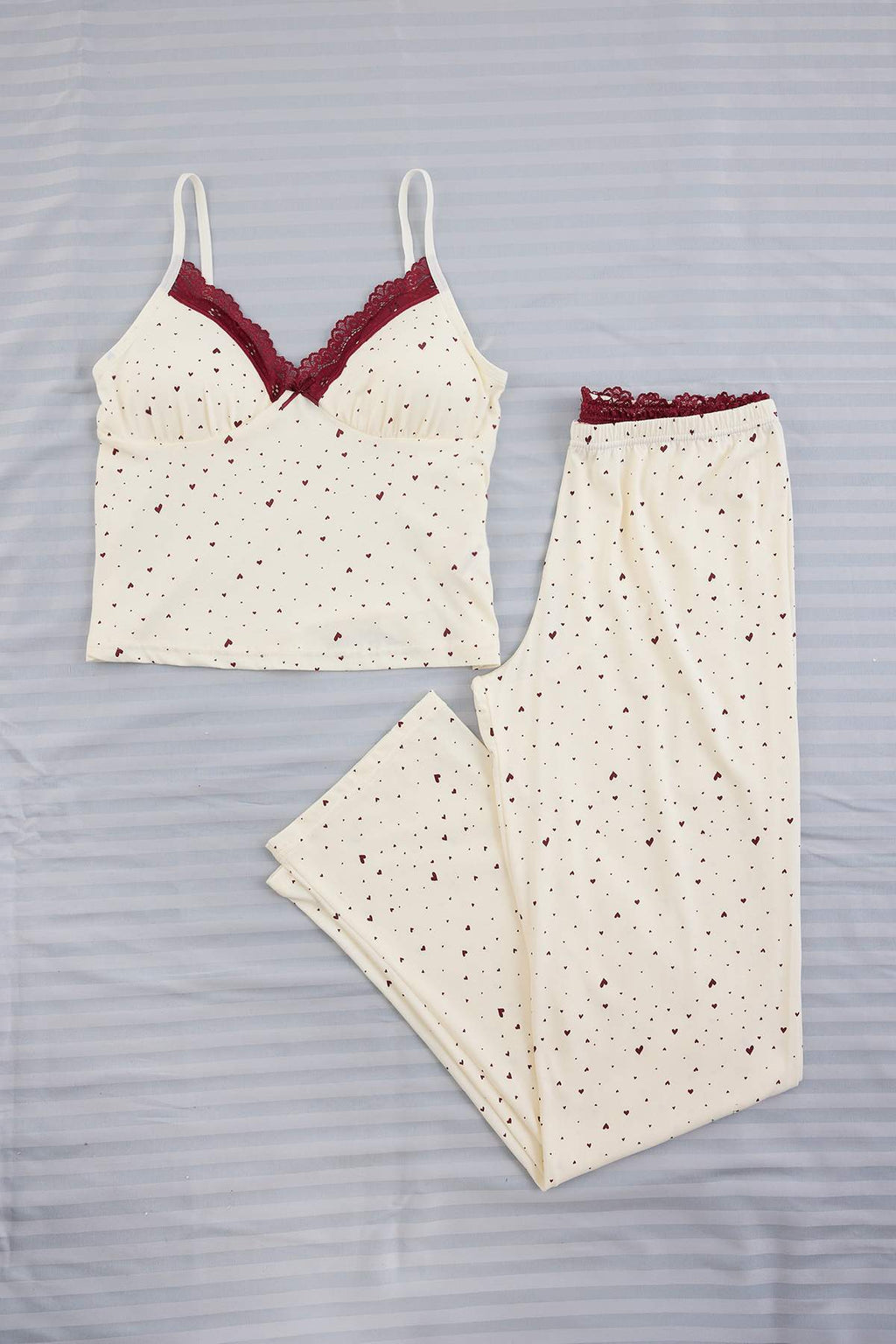 Lace Trim Cami Top and Trousers Pyjama Set