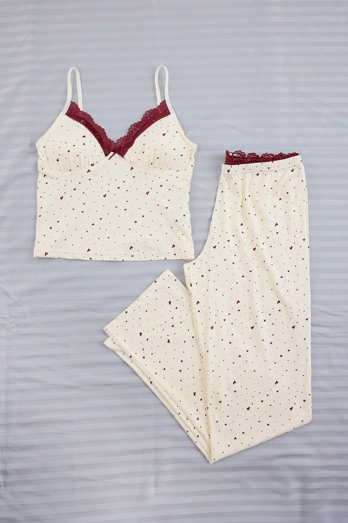 Lace Trim Cami Top and Trousers Pyjama Set