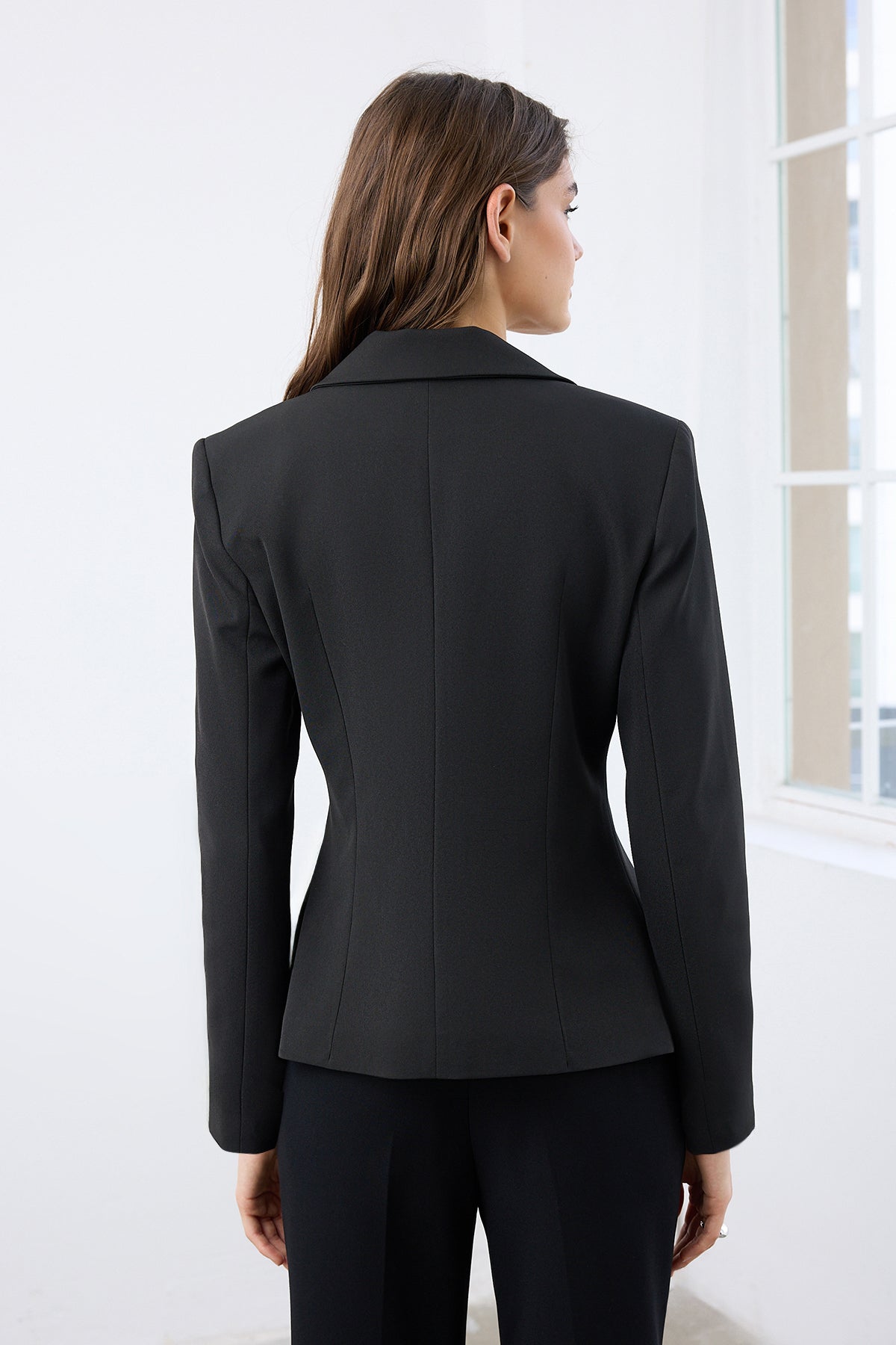 Accessory Fastening Fitted Single Breasted Blazer Jacket