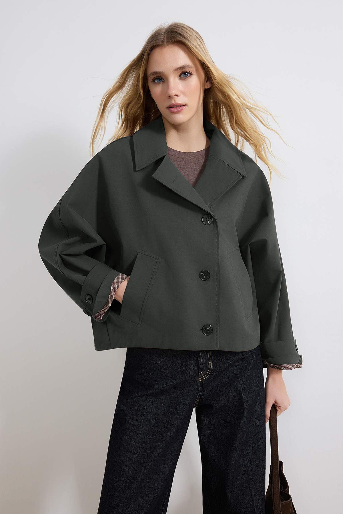 Shirt Collar Oversize Short Jacket