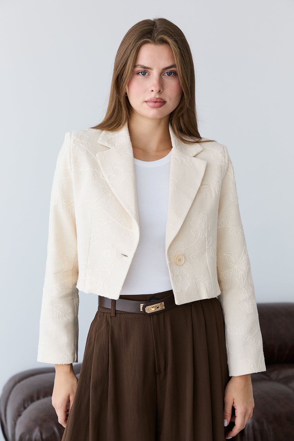 Embellished Crop Blazer Jacket