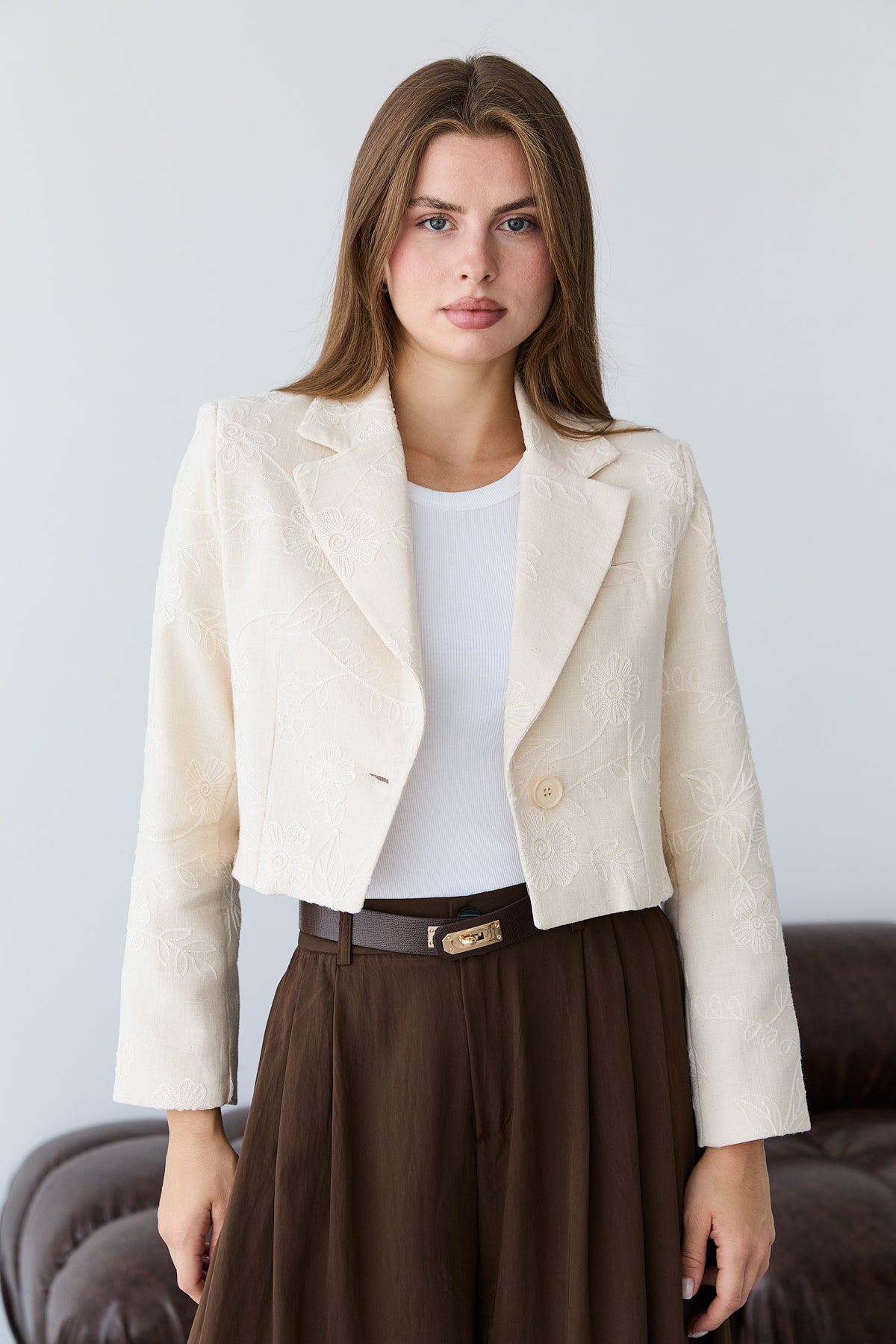 Embellished Crop Blazer Jacket
