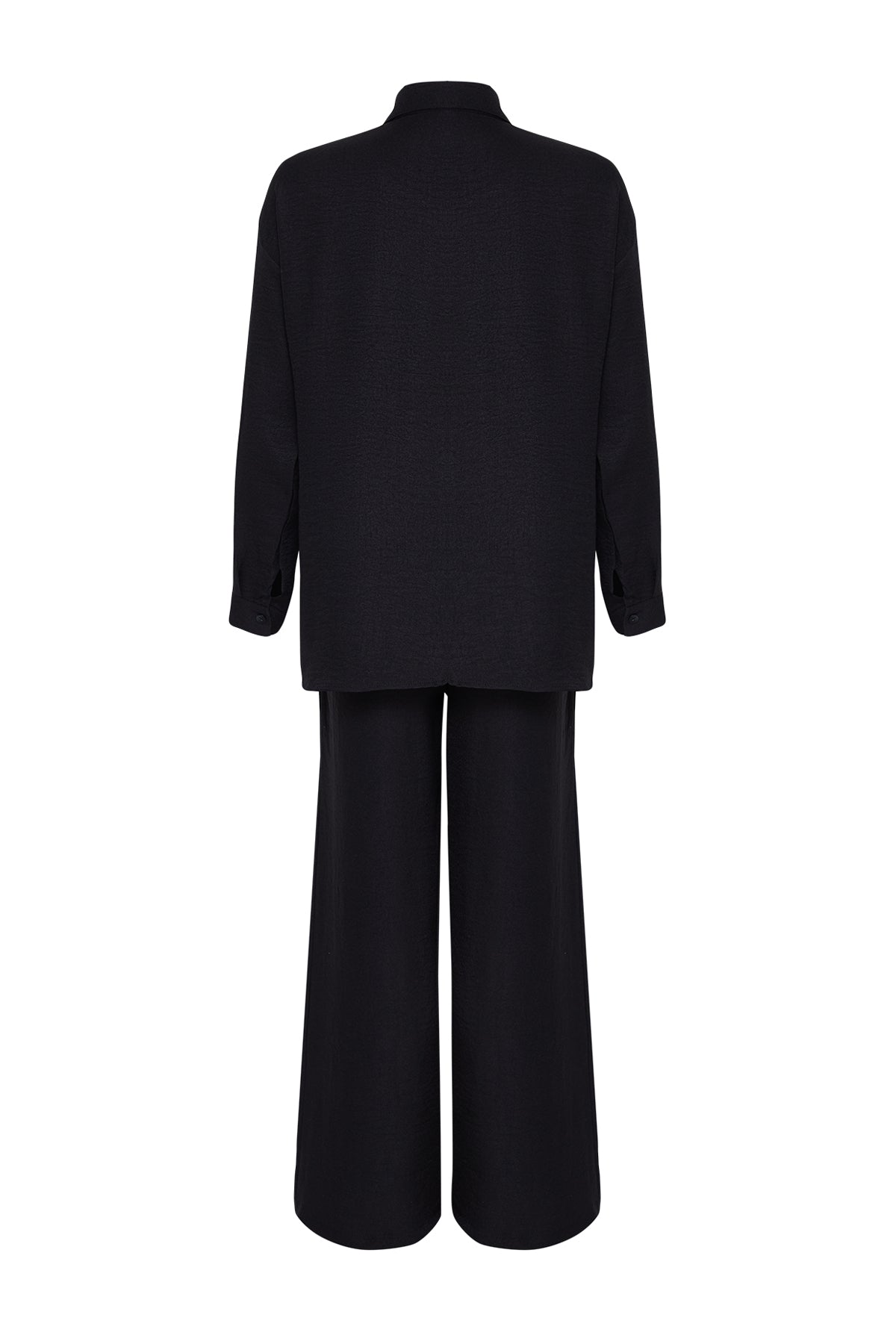 2-Piece Shirt Collar Short Sleeve Wide Leg Trouser Co-ord Set