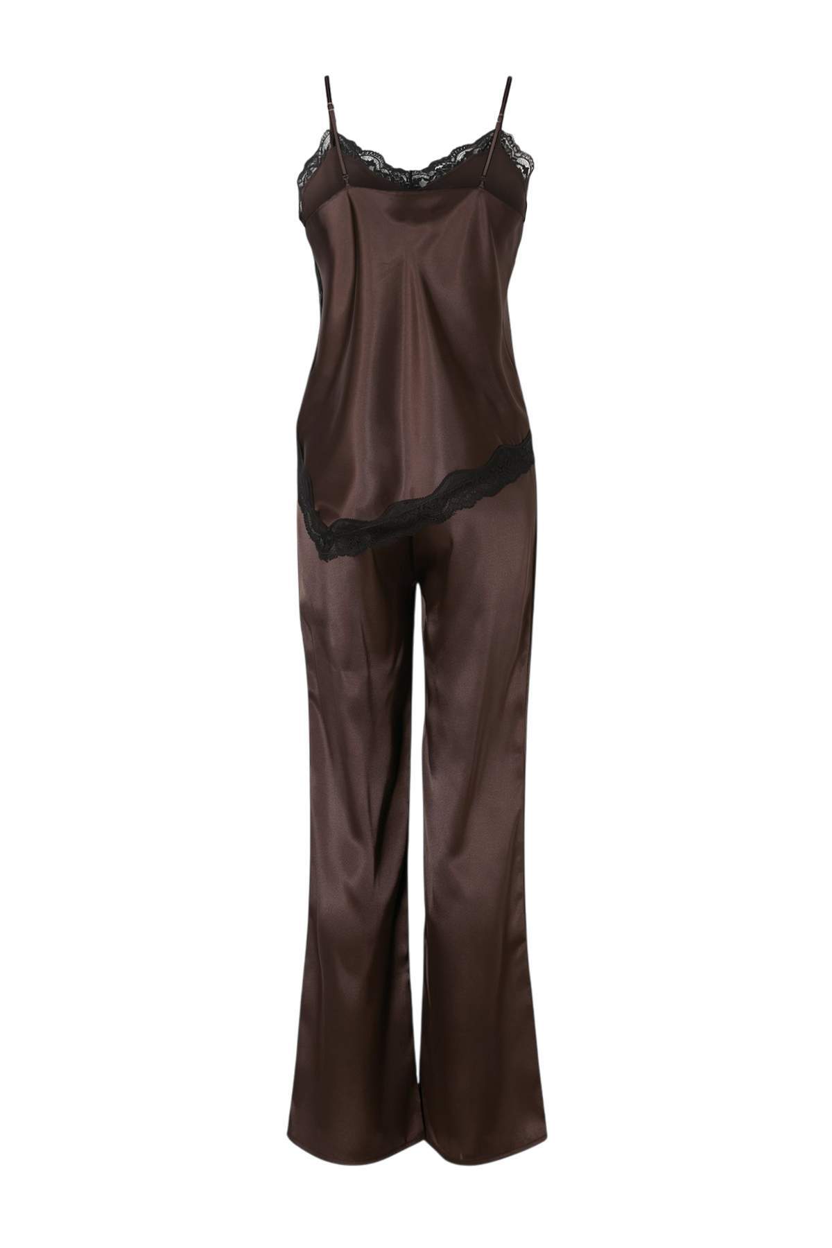Lace Detail Satin Cami Pyjama Set