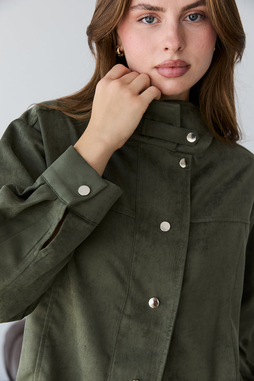 High Neck Press Stud Longline Oversized Jacket
