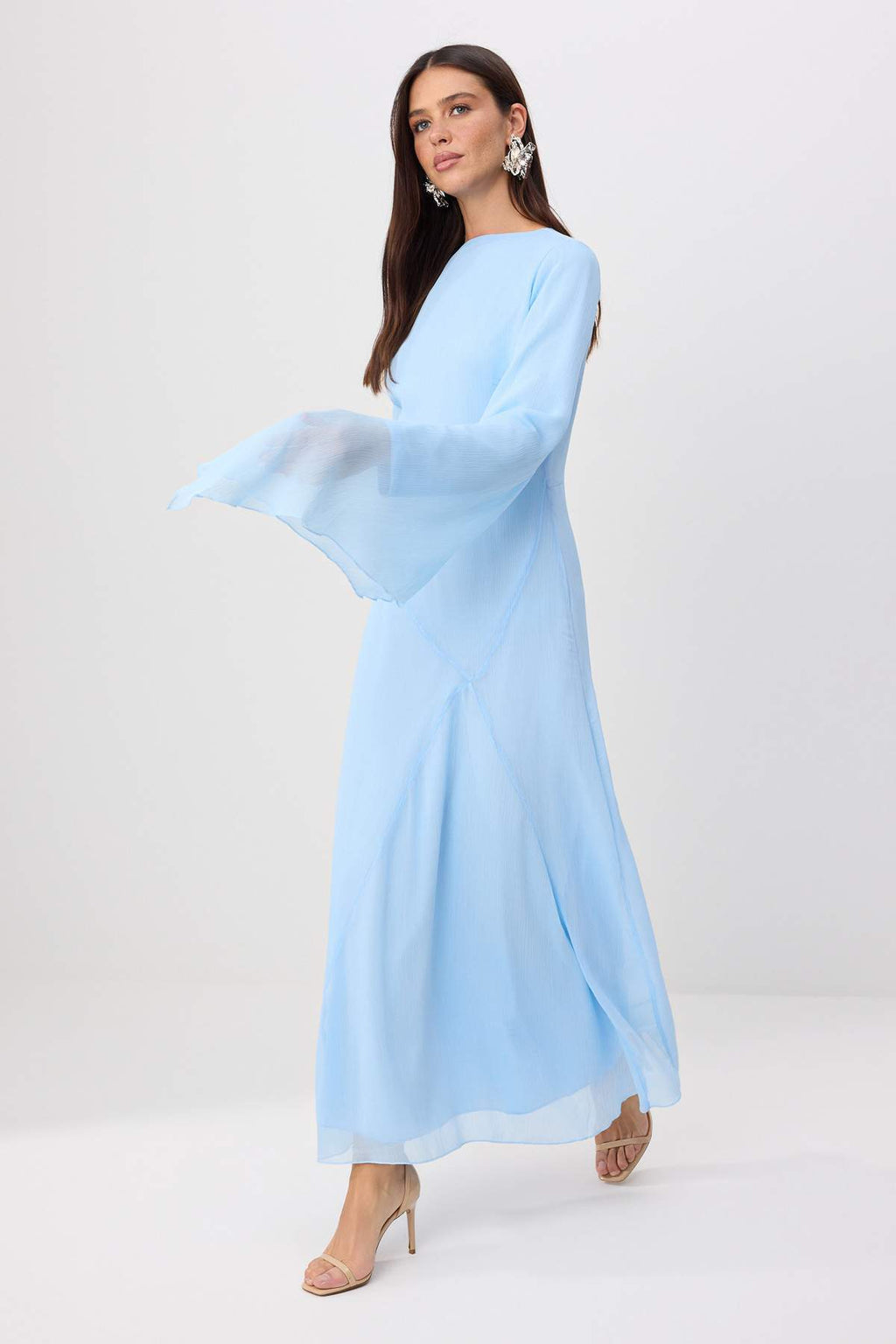 Princess Sleeve Boat Neck Maxi Dress