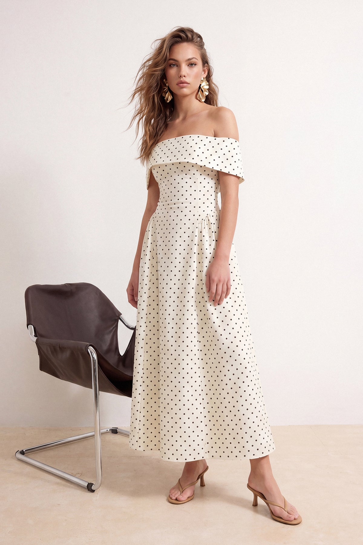Carmen Neck Sleeveless A-Line Maxi Dress