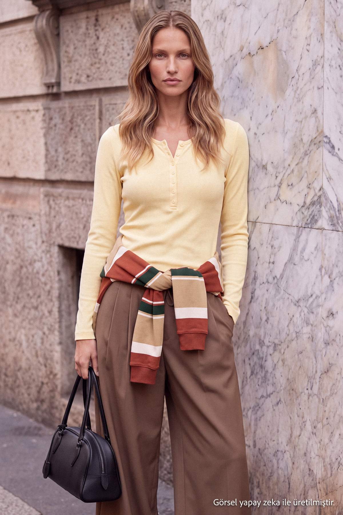 Crew Neck Long Sleeve Button Front Fitted Knit Blouse