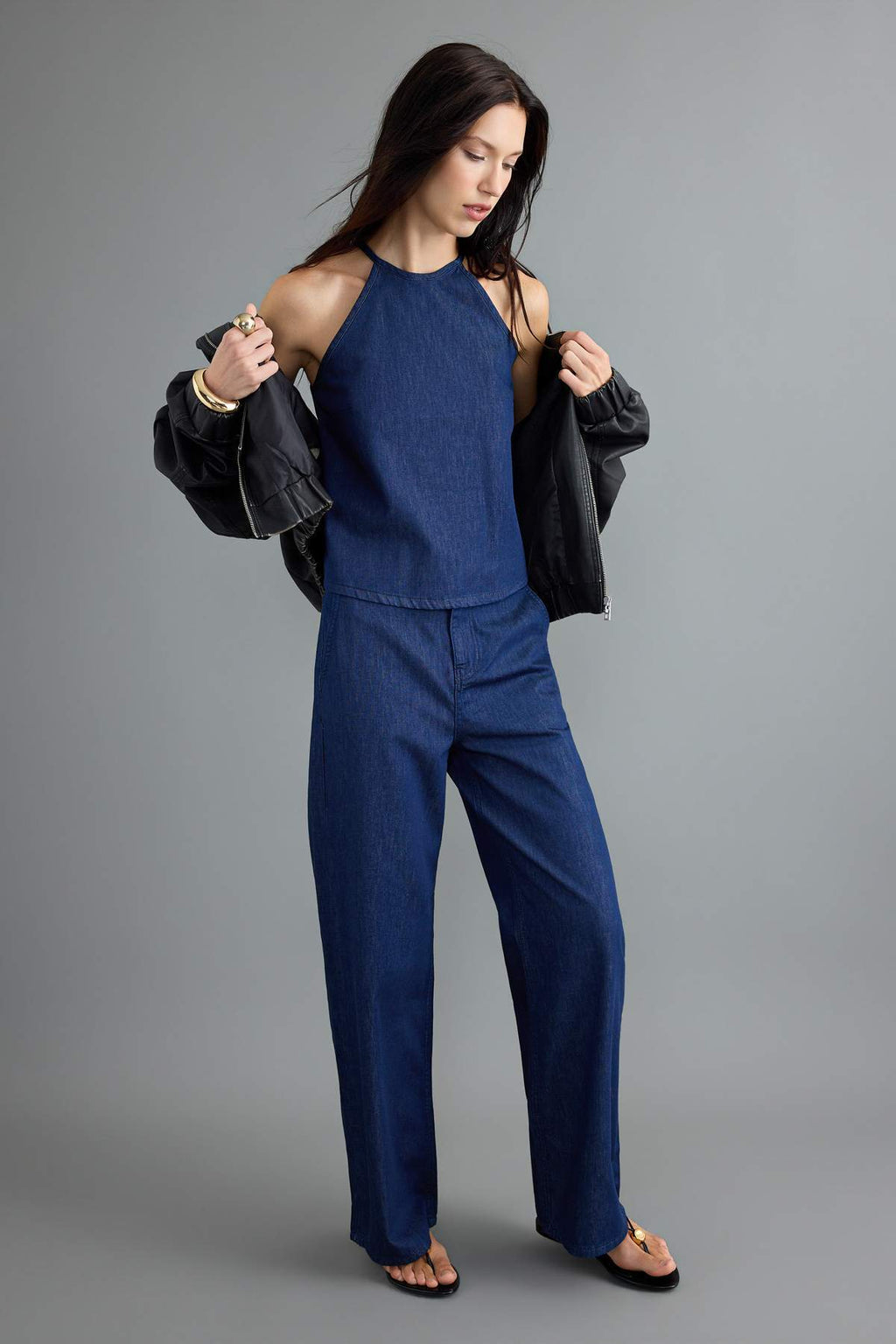 2-Piece Halter Neck Sleeveless Wide Leg Co-ord