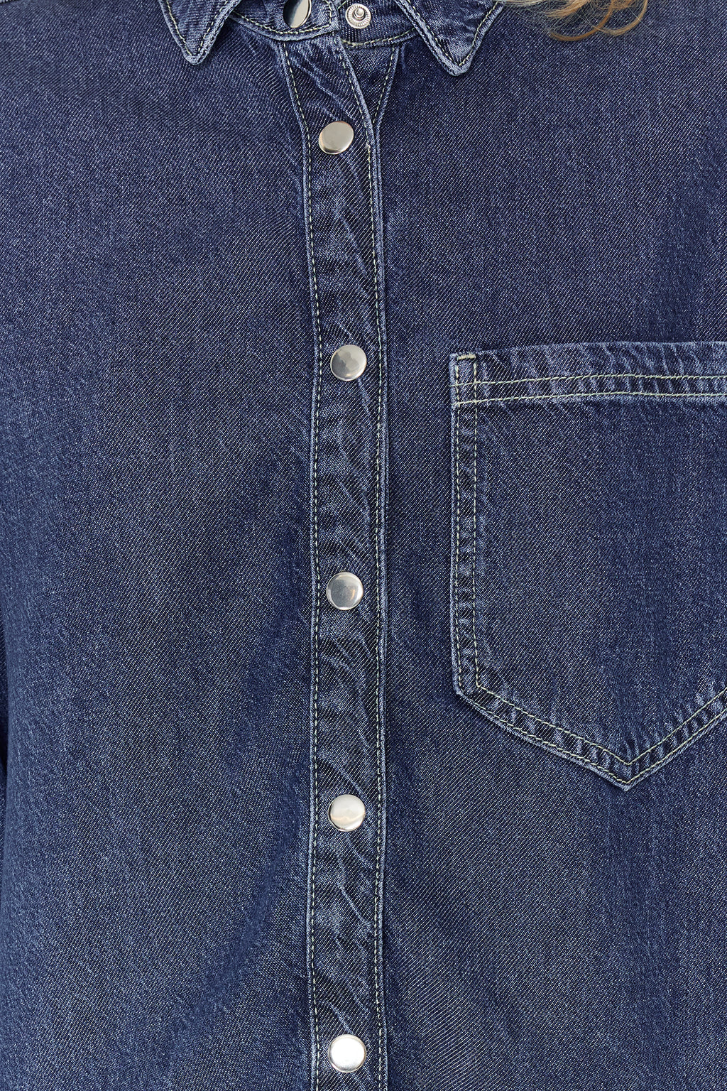 Oversize Long Sleeve Collared Denim Shirt