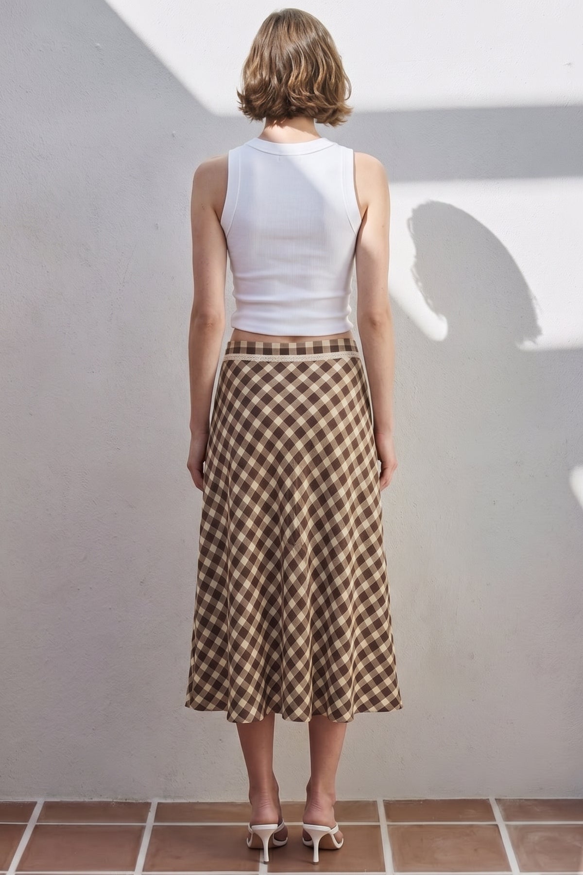 High Waist Tiered Midi Skirt