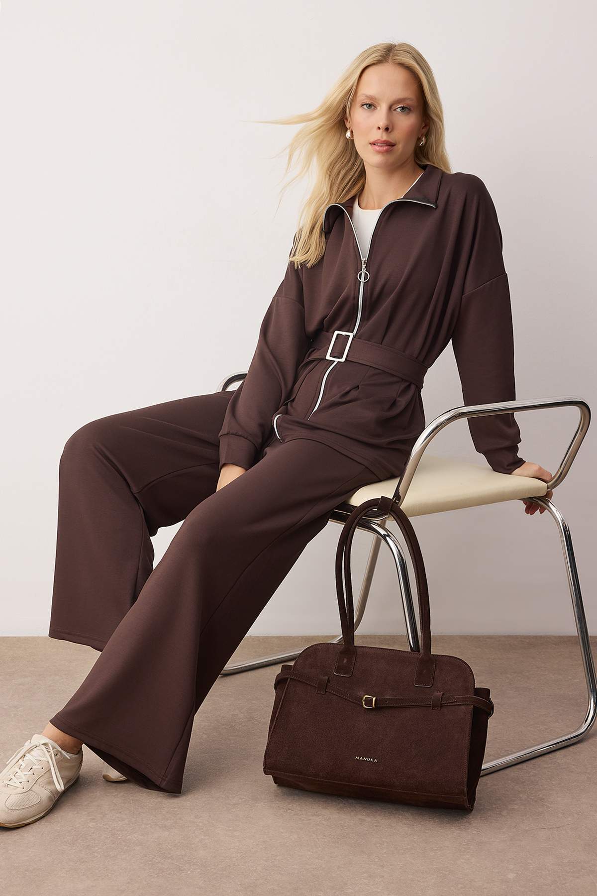 2-Piece High Neck Long Sleeve Regular Fit Co-ord Set
