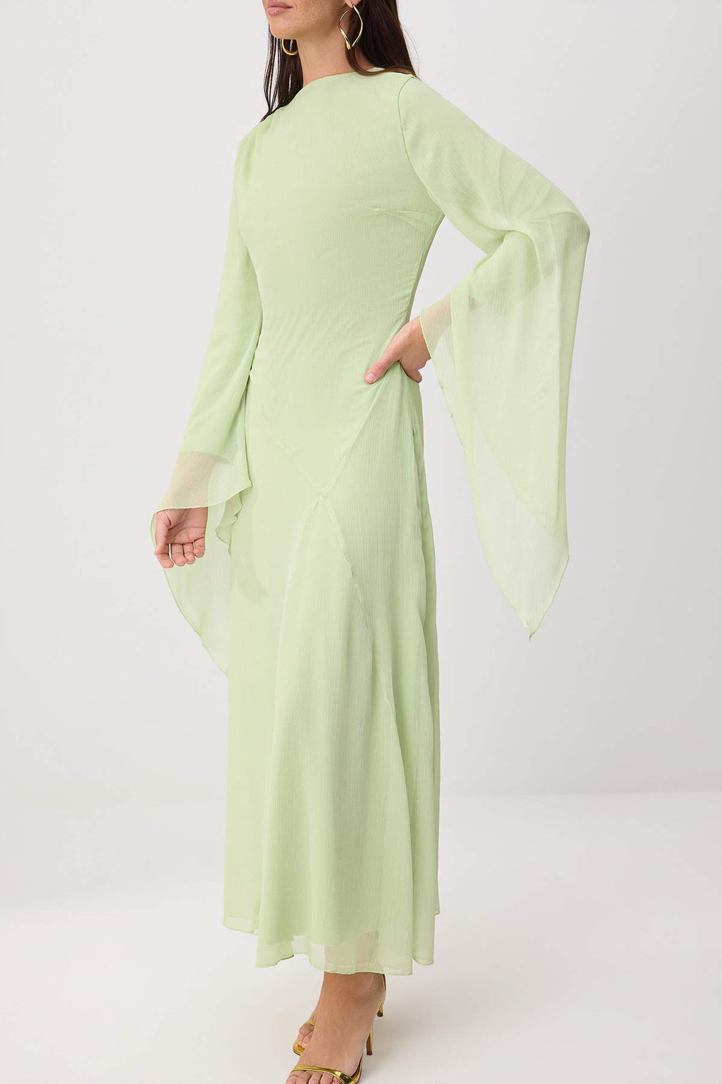 Princess Sleeve Boat Neck Maxi Dress
