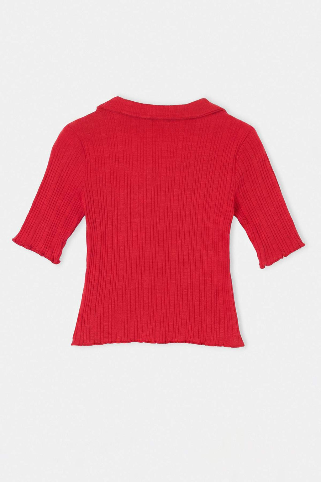 Fitted Scoop Neck Button Detail Cropped Long Sleeve Blouse