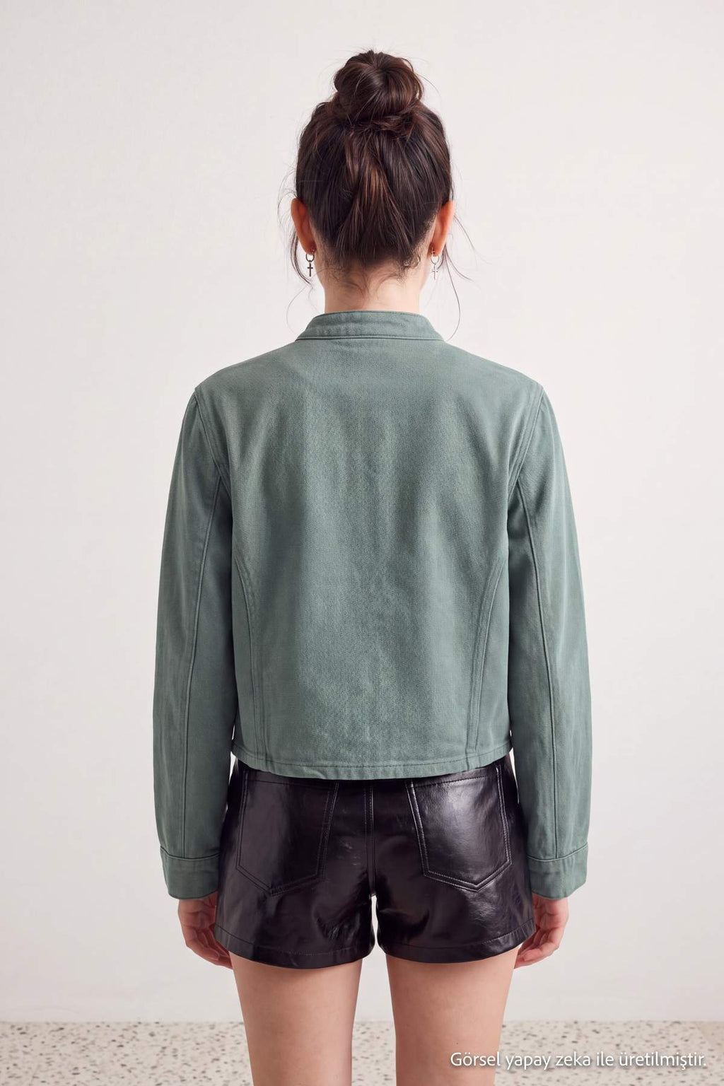 Button Front Fitted Long Sleeve Denim Jacket