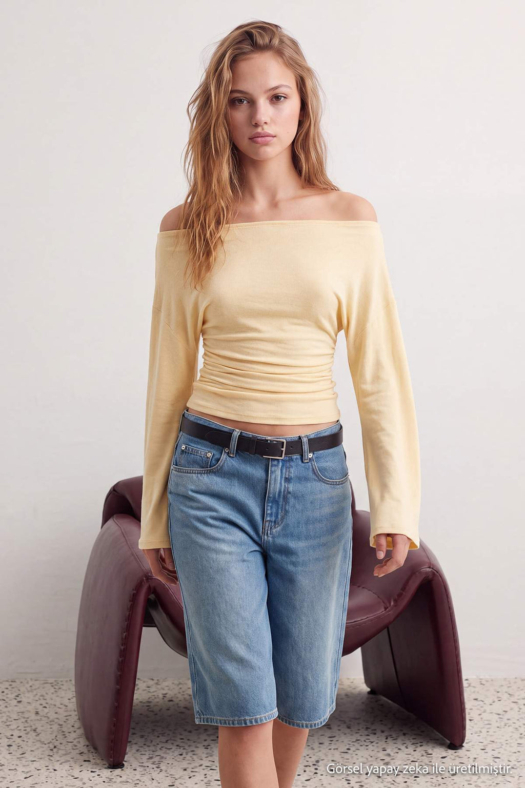 Fitted Boat Neck Batwing Sleeve Ribbed Blouse