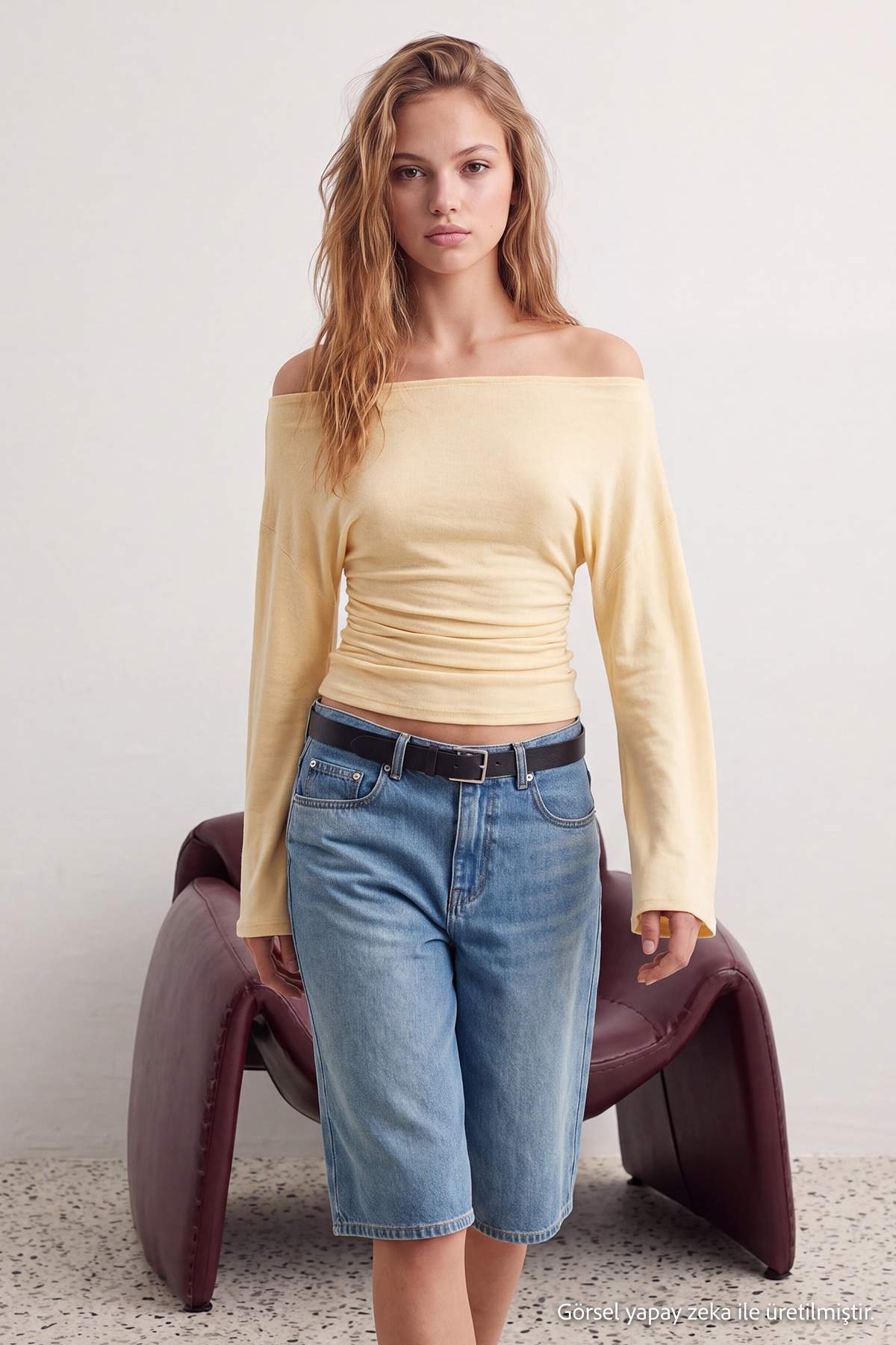 Fitted Boat Neck Batwing Sleeve Ribbed Blouse
