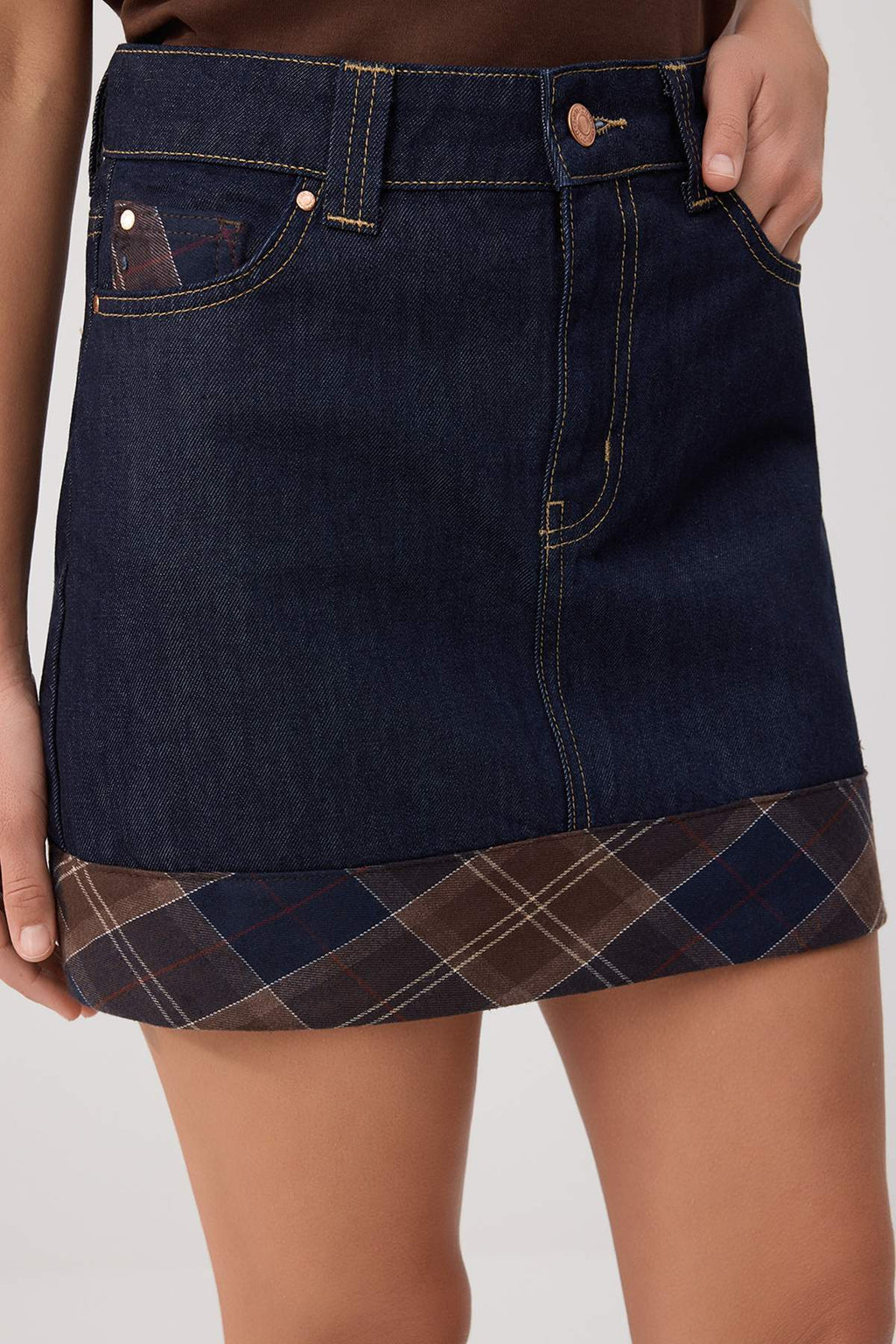 High Waist Detail Mini Denim Skirt