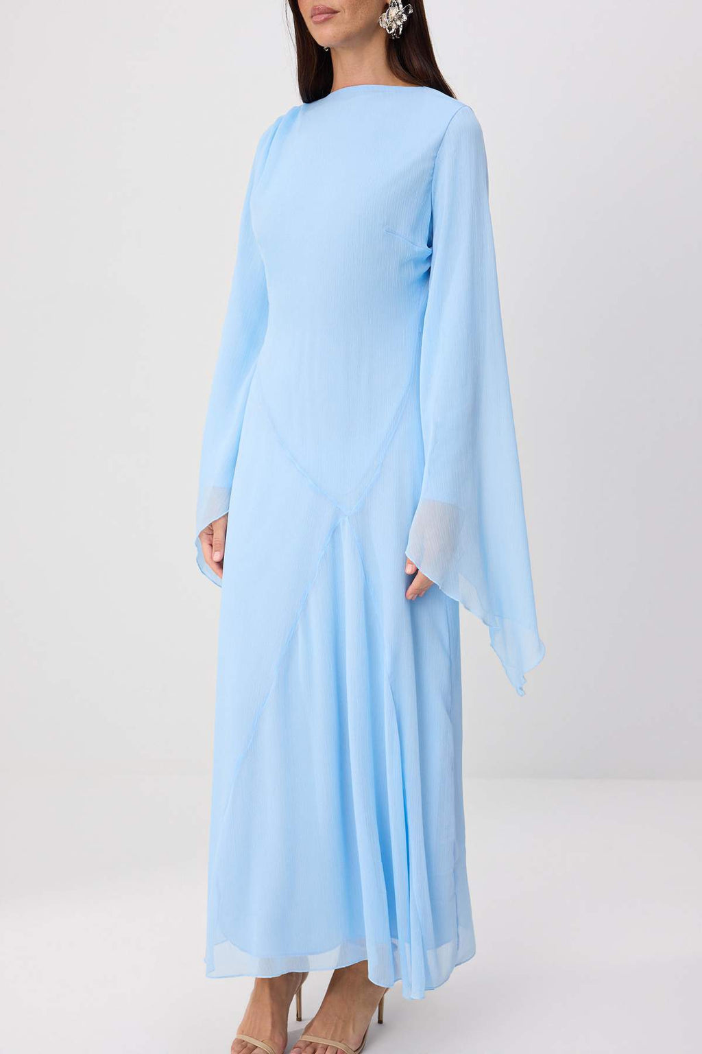 Princess Sleeve Boat Neck Maxi Dress