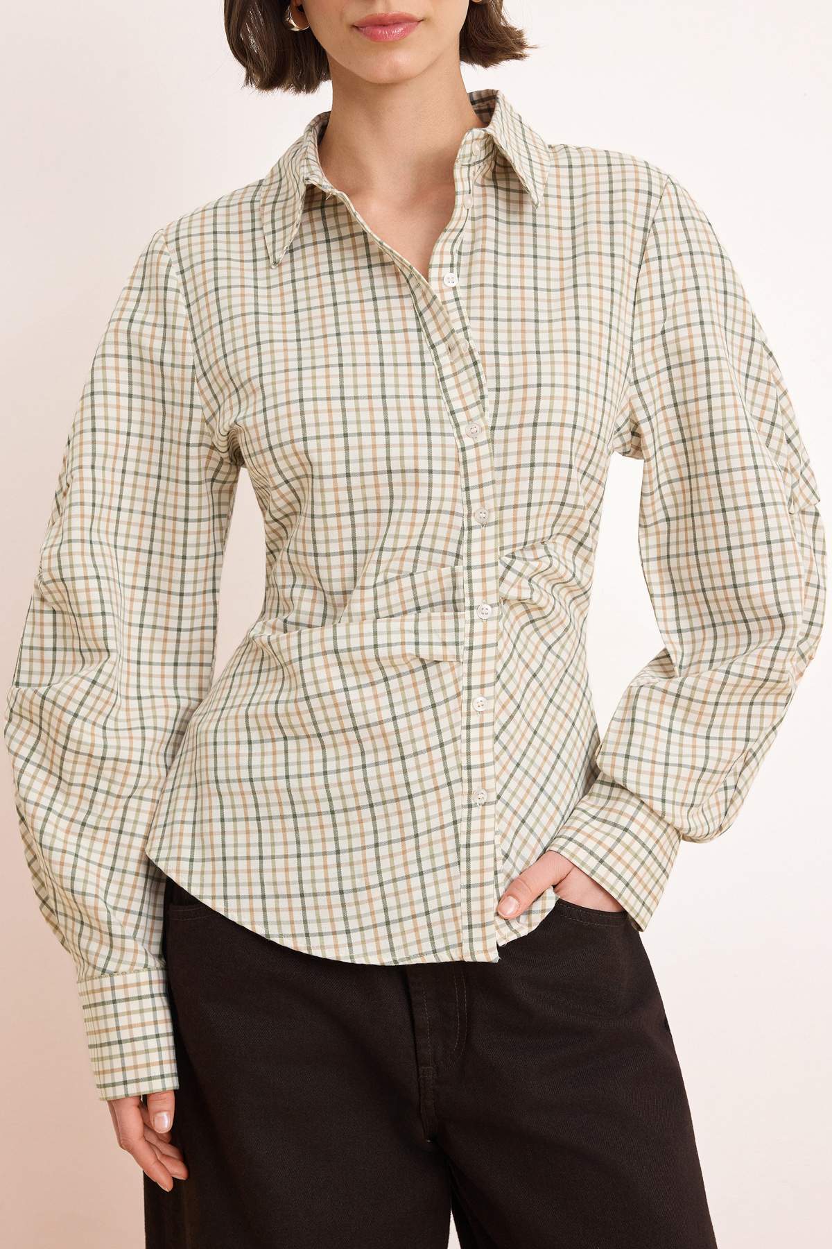 Balloon Sleeve Fitted Asymmetric Shirt