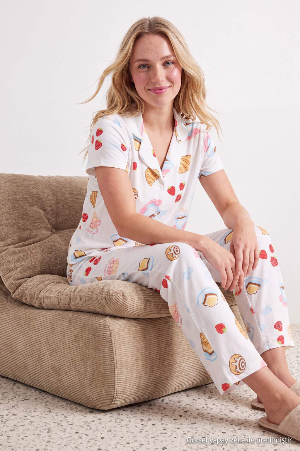 Long Sleeve Collared Button Through Pyjama Set
