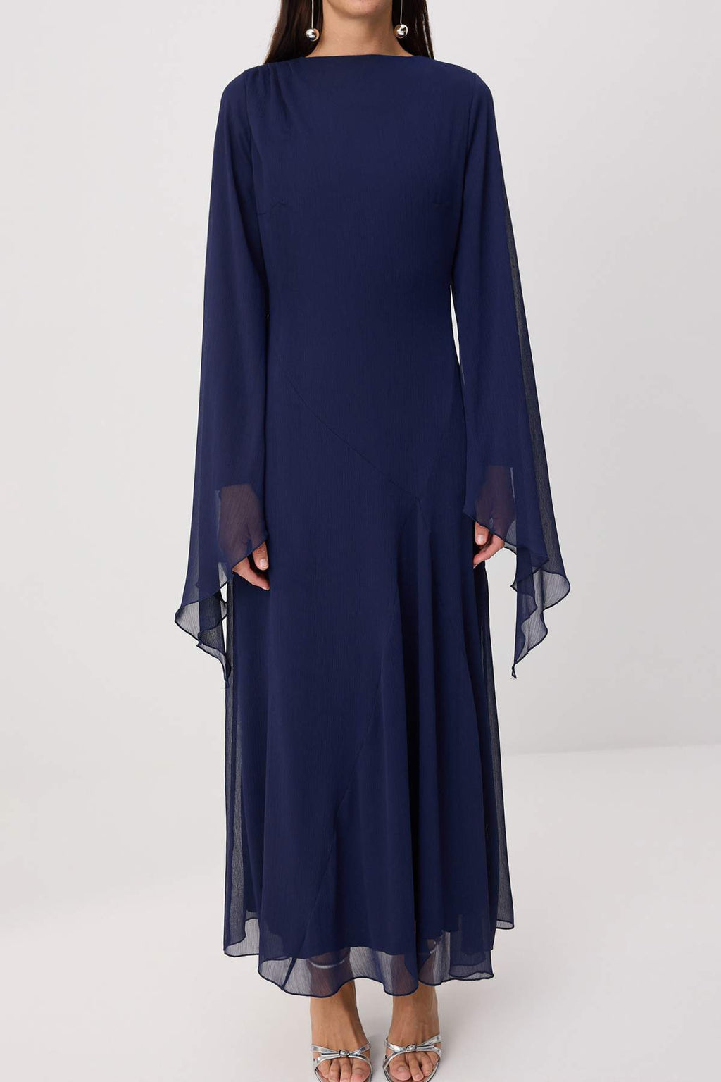 Princess Sleeve Boat Neck Maxi Dress