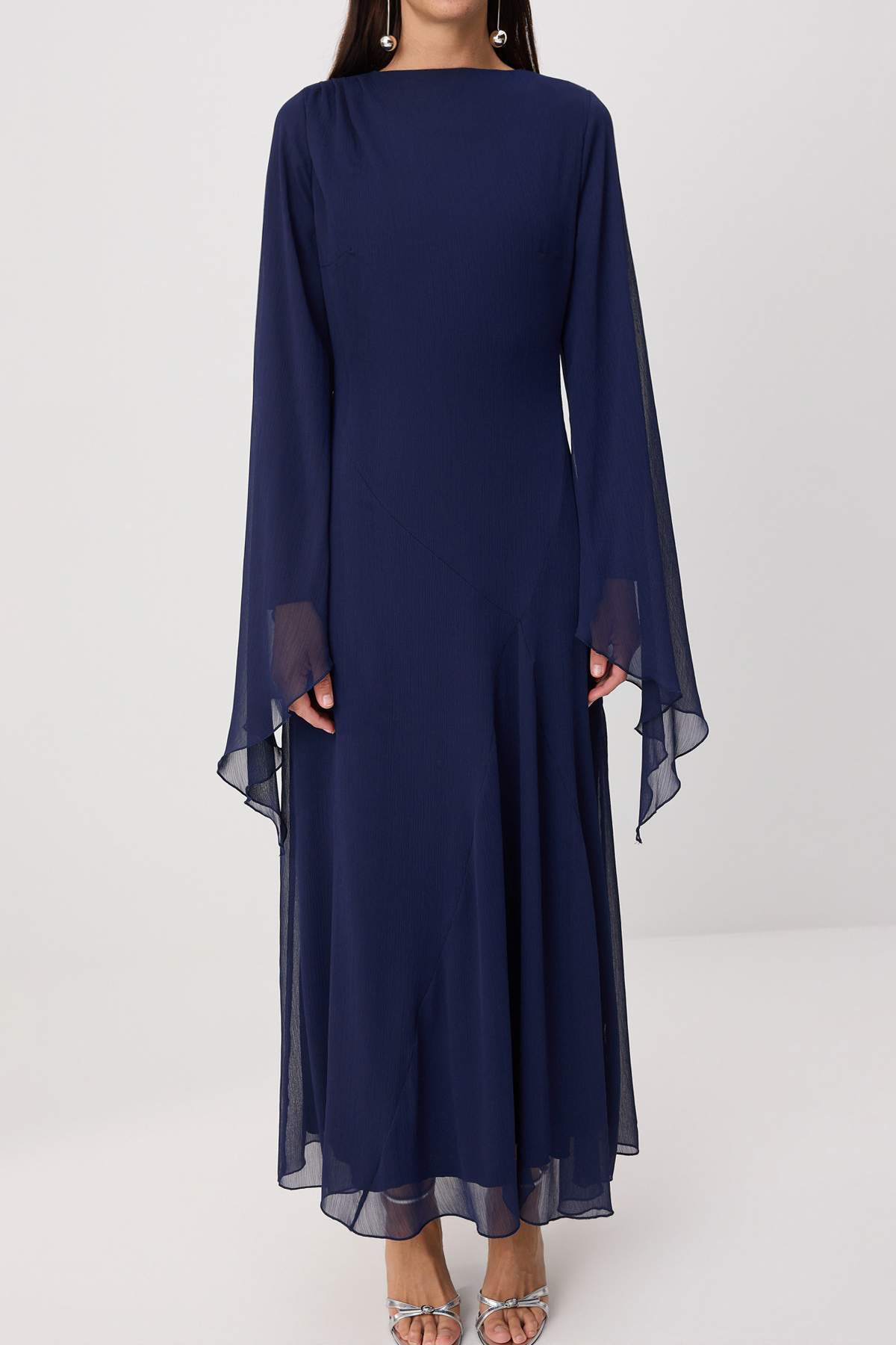 Princess Sleeve Boat Neck Maxi Dress