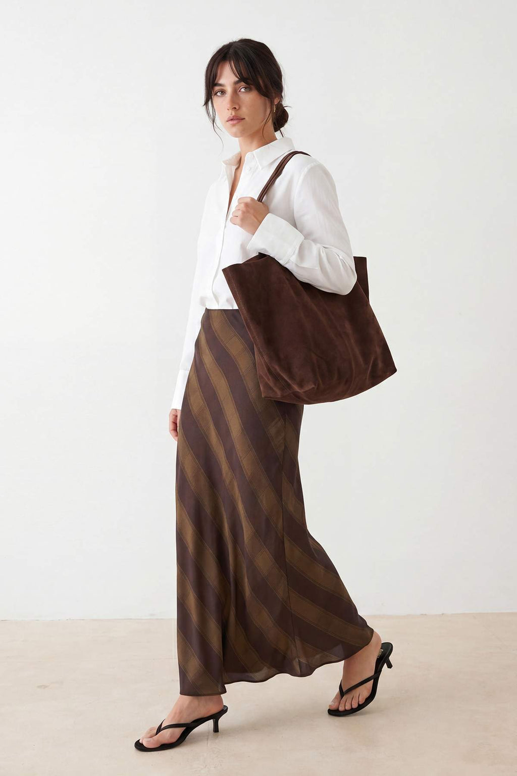 High Waist Checkered Maxi Skirt
