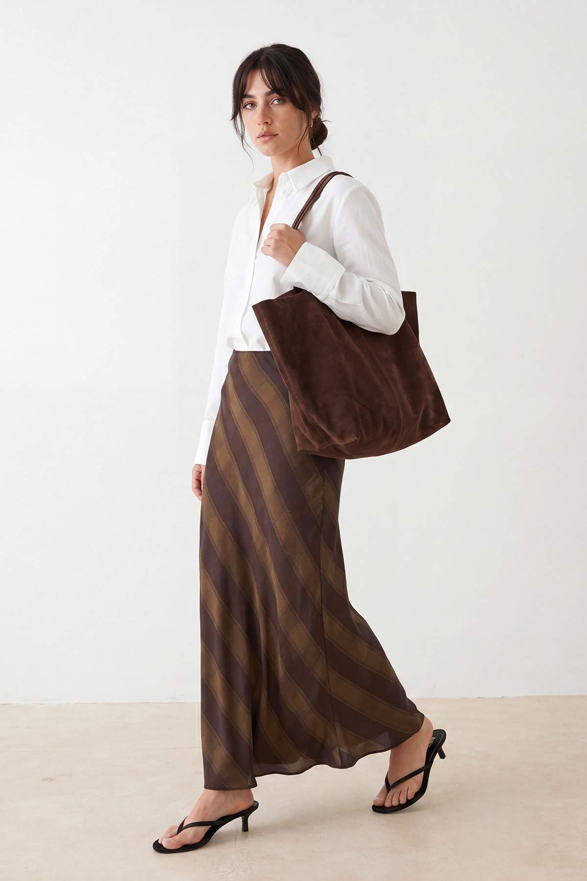 High Waist Checkered Maxi Skirt