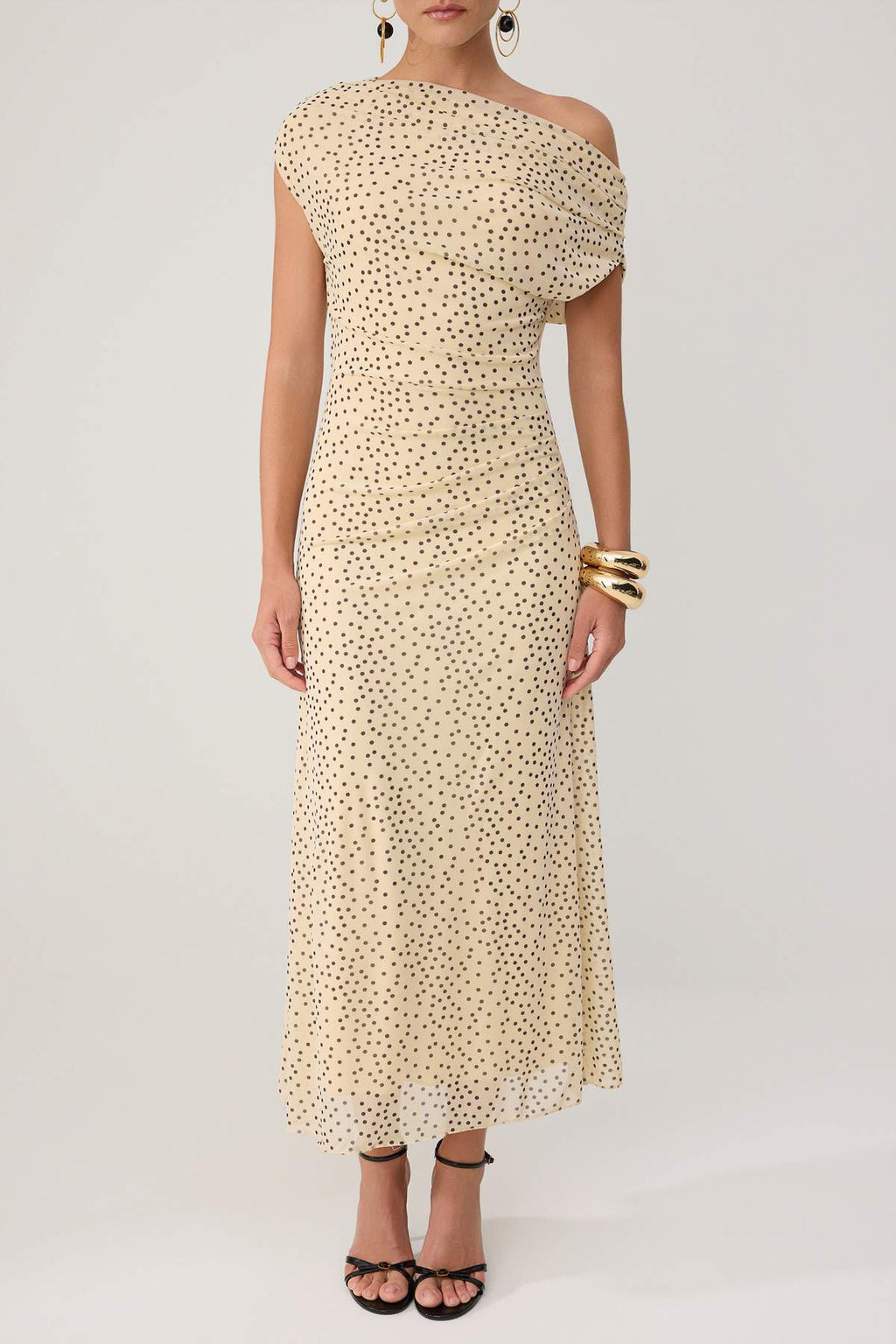 Asymmetric Neck Sleeveless Bodycon Midi Dress