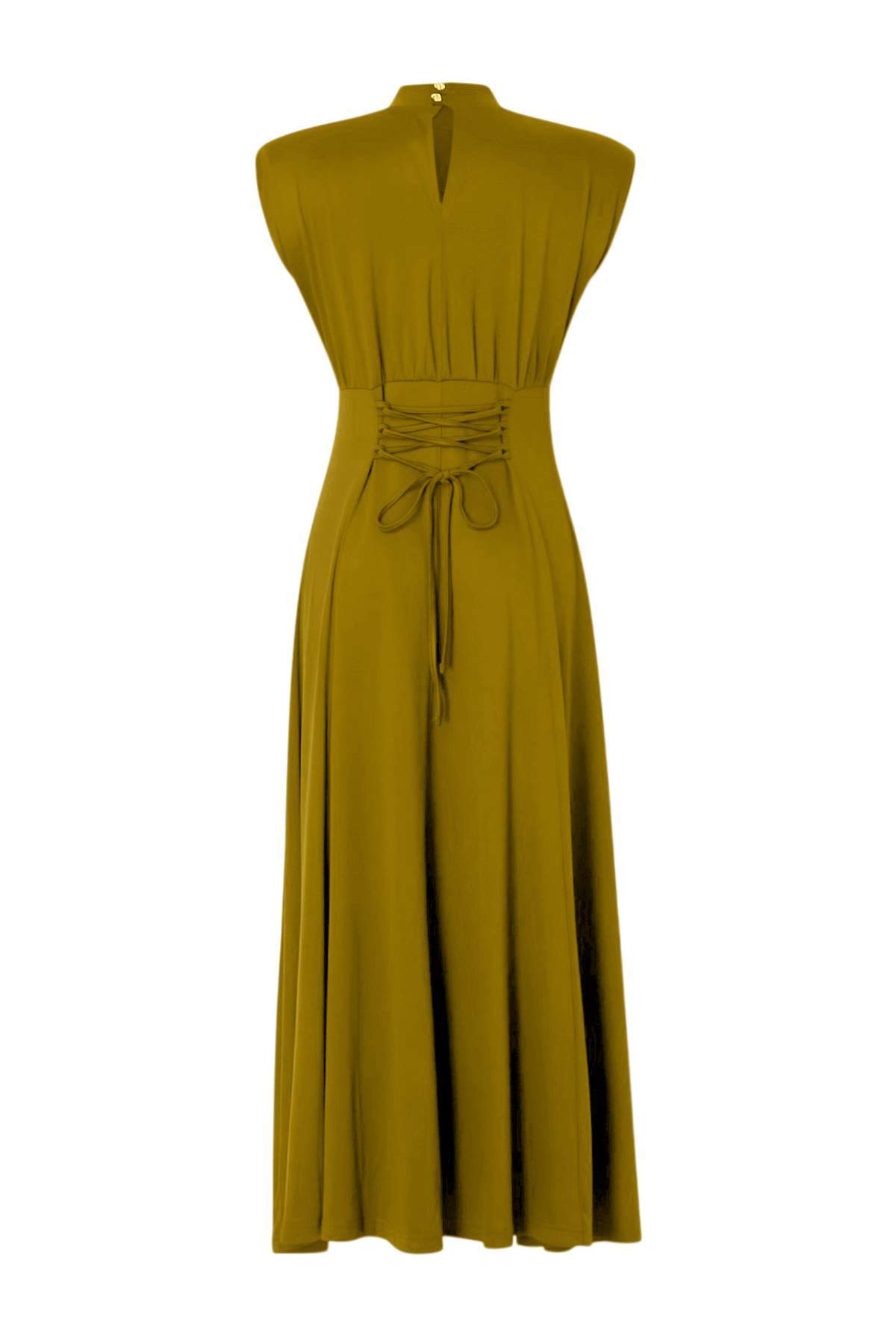 High Neck Sleeveless Gathered Maxi Dress