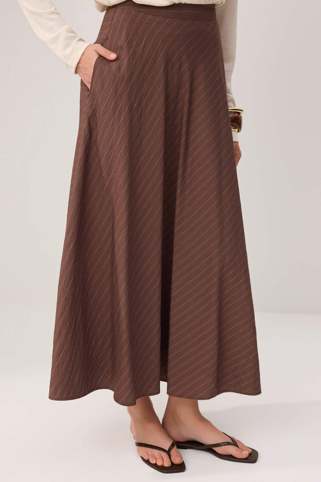 High Waist A-Line Maxi Skirt