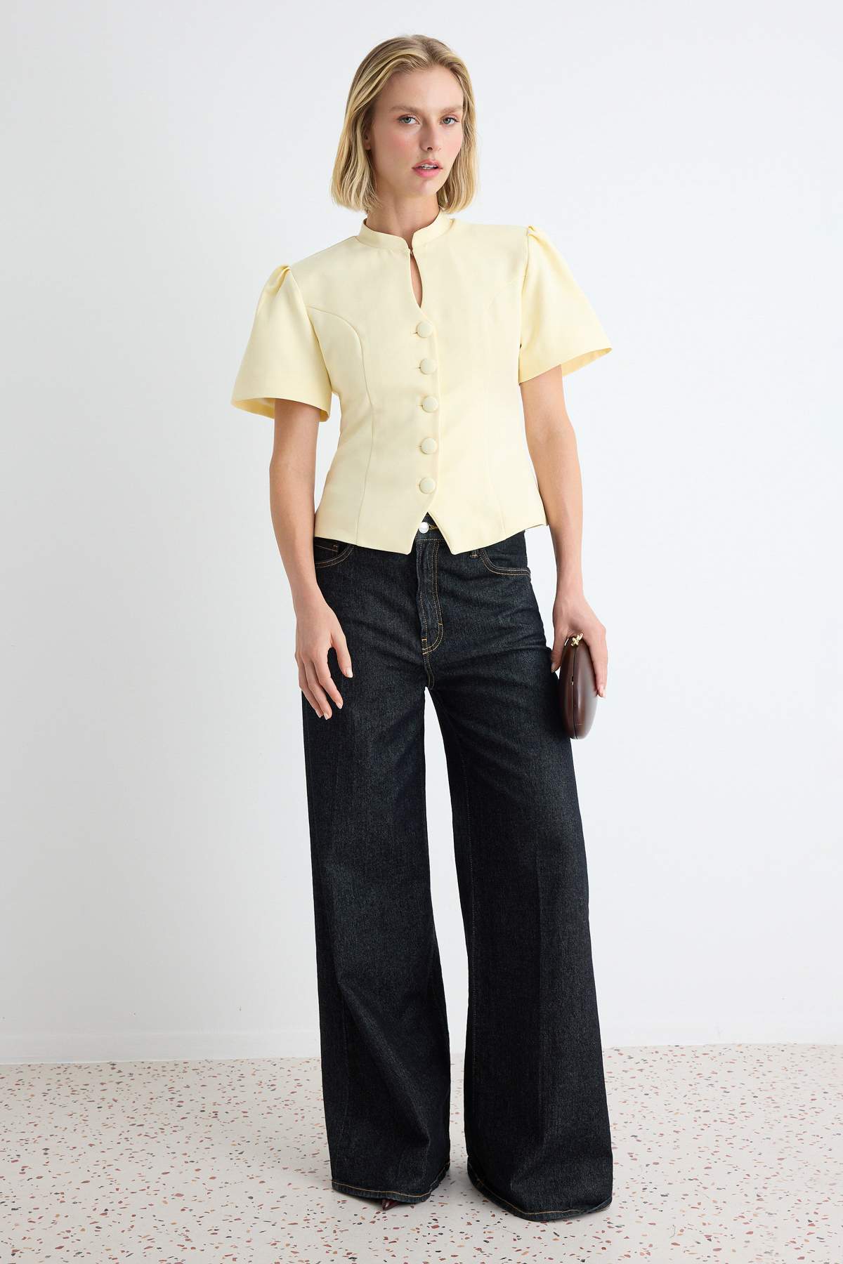 Fitted Short Sleeve Blazer Jacket