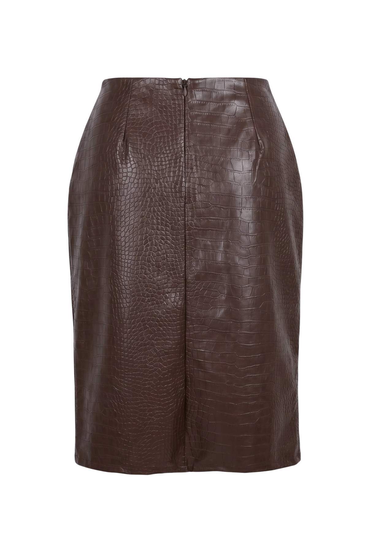 Pocket Detail Button Front Midi Pencil Skirt