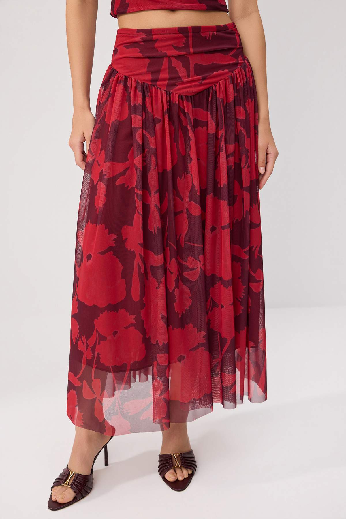 2-Piece Fitted Sleeveless Flared Tulle Co-ord Set