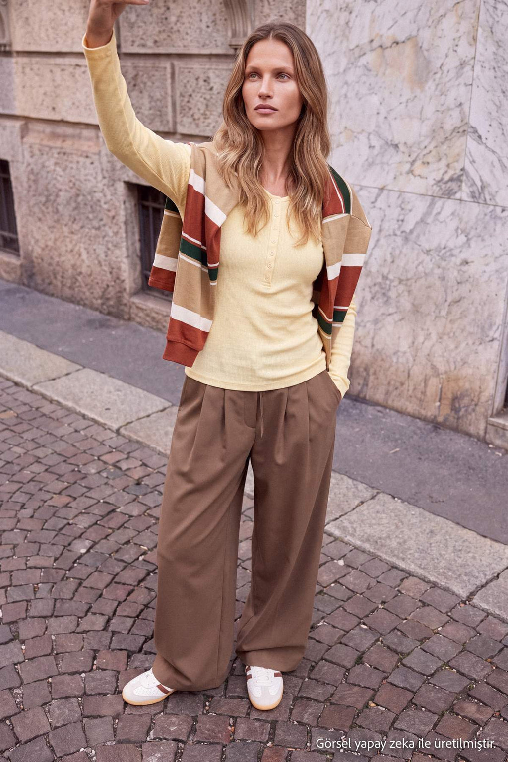 Crew Neck Long Sleeve Button Front Fitted Knit Blouse