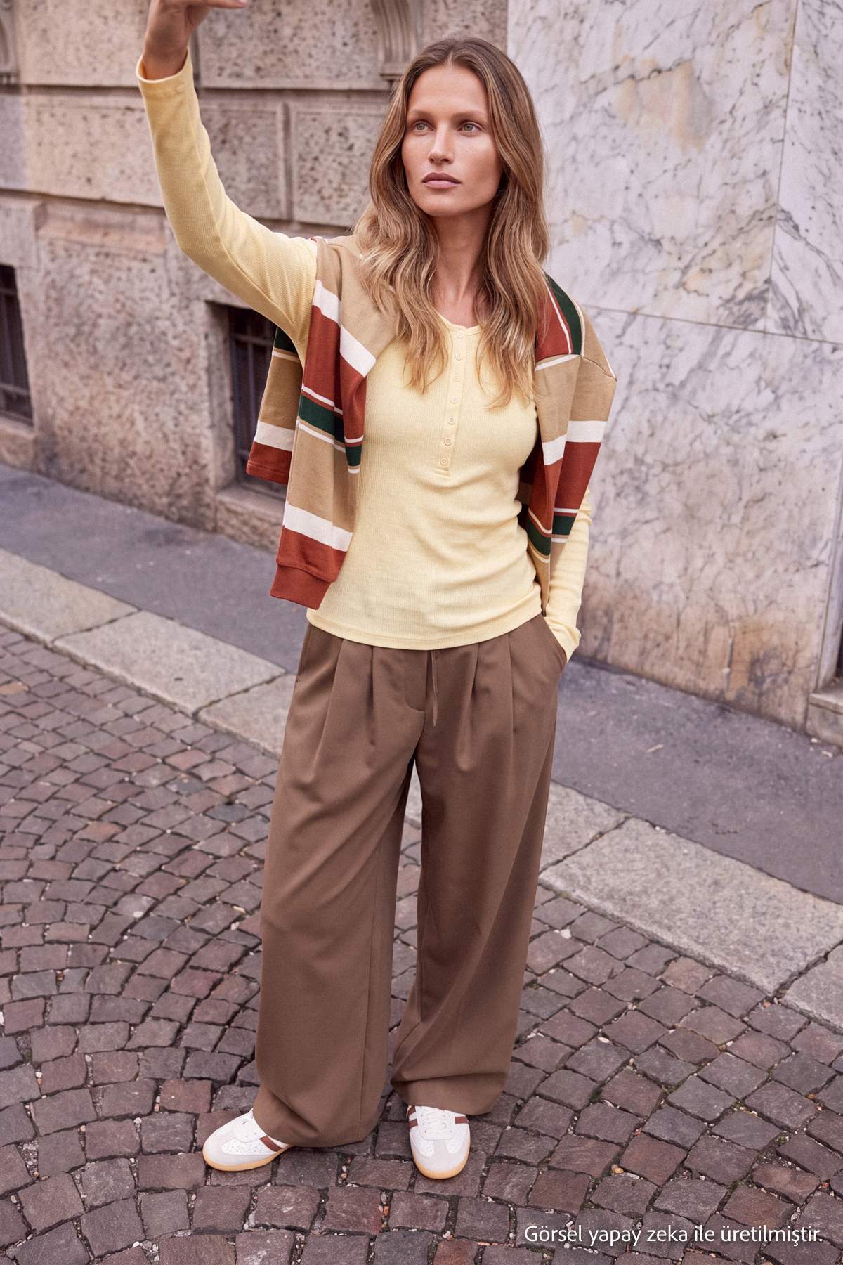 Crew Neck Long Sleeve Button Front Fitted Knit Blouse