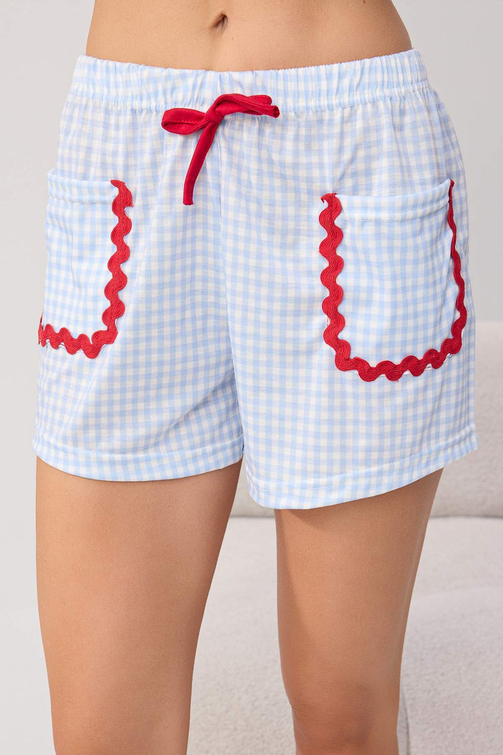 Crew Neck Short Sleeve Heart Detail Pyjama Set
