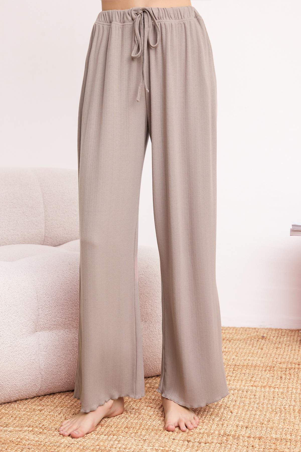 Long Sleeve Ribbed Pointel Pyjama Set