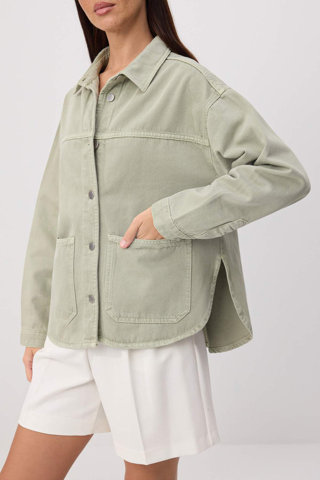 Shirt Collar Oversize Long Sleeve Denim Jacket