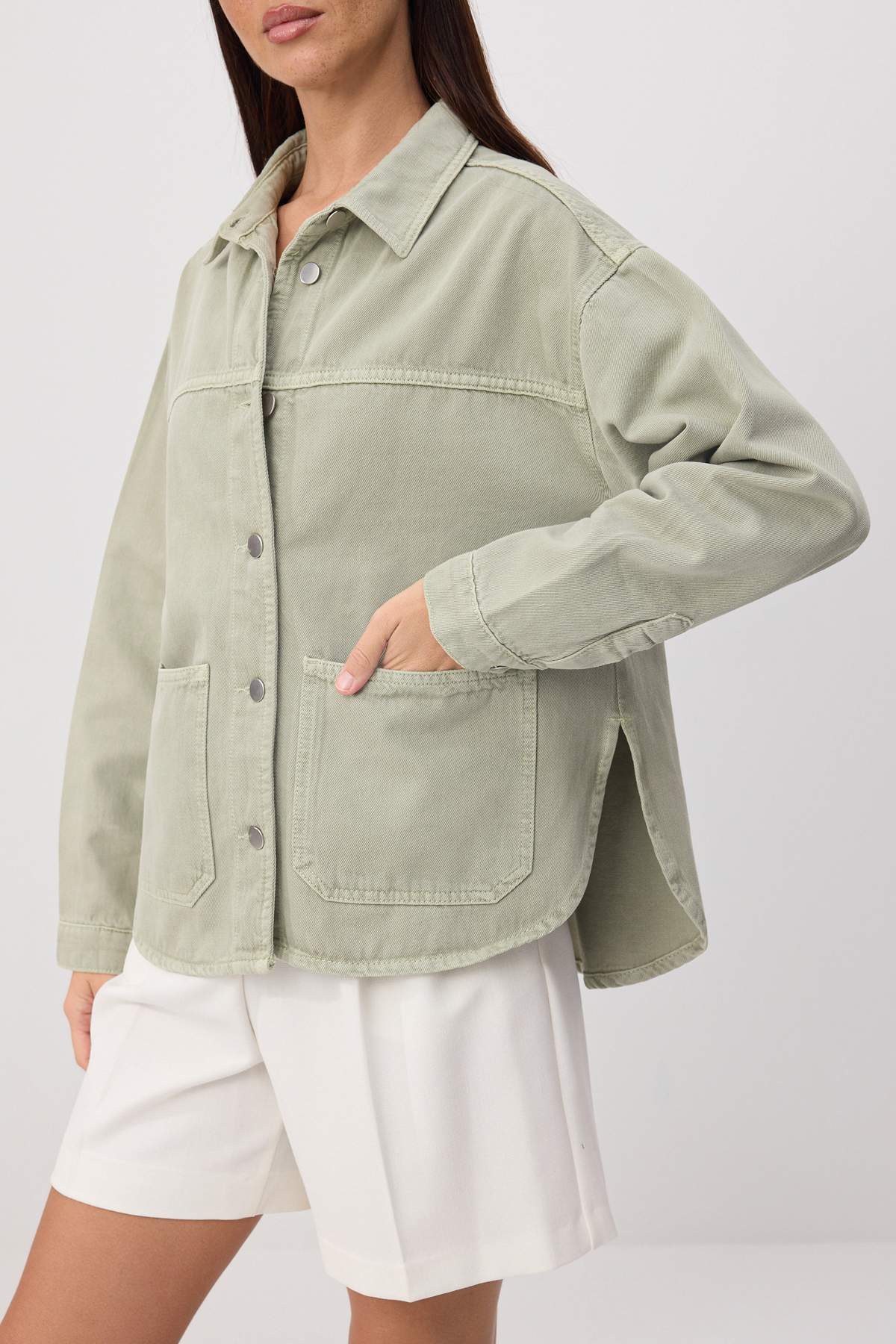 Shirt Collar Oversize Long Sleeve Denim Jacket